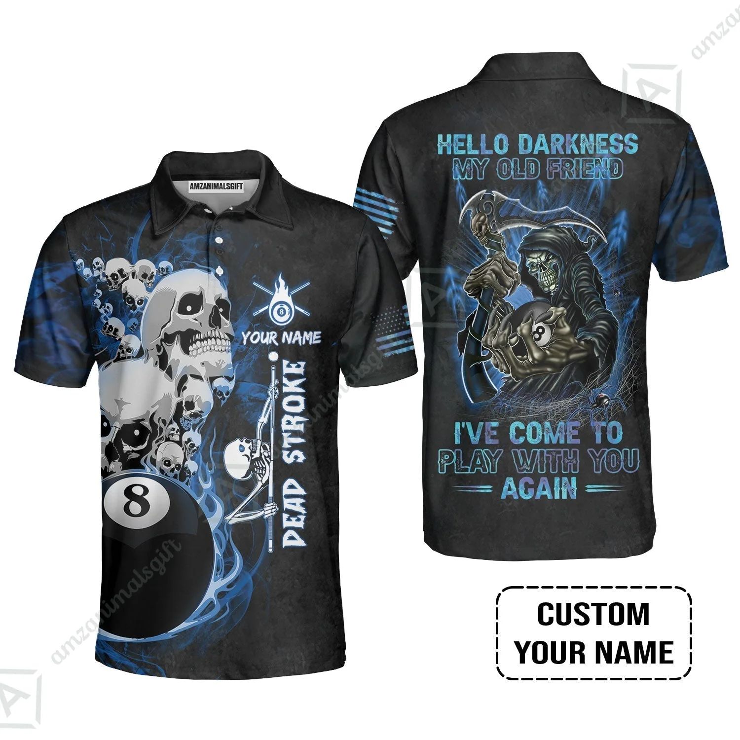Custom Name Billiard Hawaiian Shirt, Personalized Blue Galaxy 8 Ball Pool Billiards, Hello Darkness My Old Friend Long Hawaiian Shirt For Billiards Lovers - Image 6