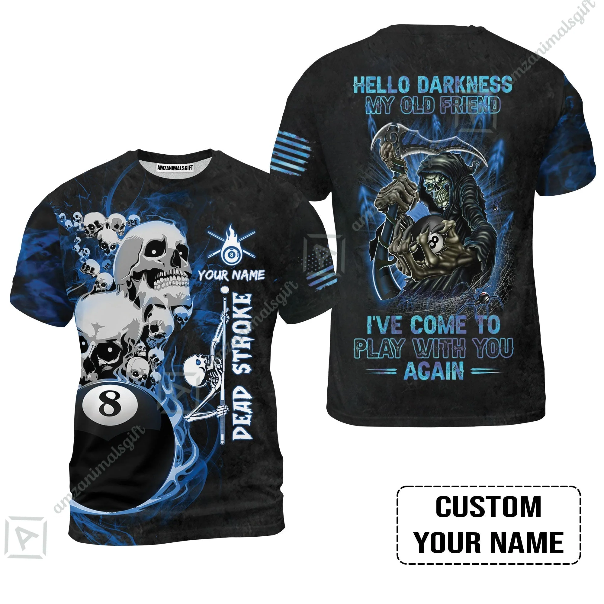 Custom Name Billiard Hawaiian Shirt, Personalized Blue Galaxy 8 Ball Pool Billiards, Hello Darkness My Old Friend Long Hawaiian Shirt For Billiards Lovers - Image 7