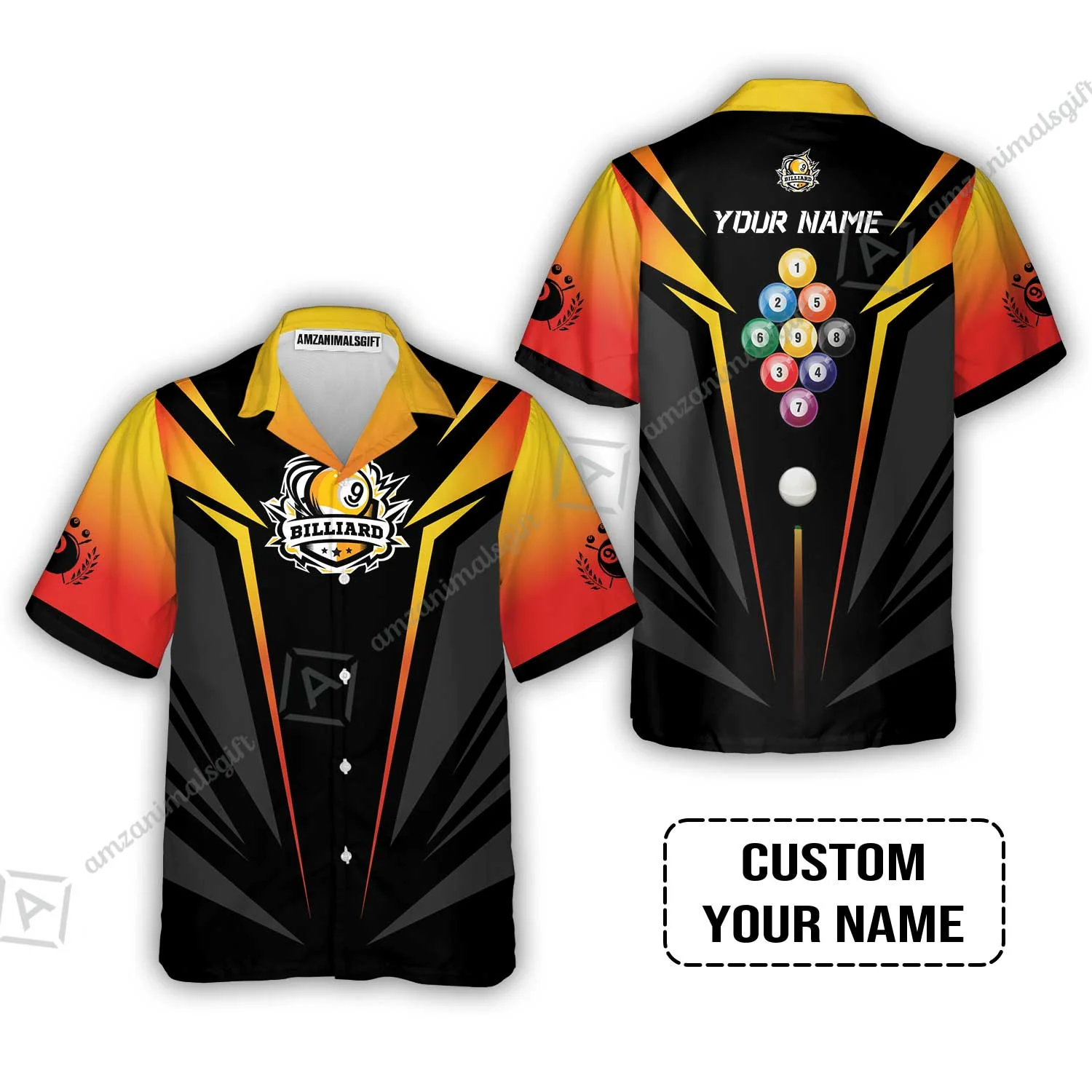 Custom Name Billiard Women Polo Shirt, Nine-Ball In Orange Personalized 8 Ball Pool Billiards Women Polo Shirt - Image 6