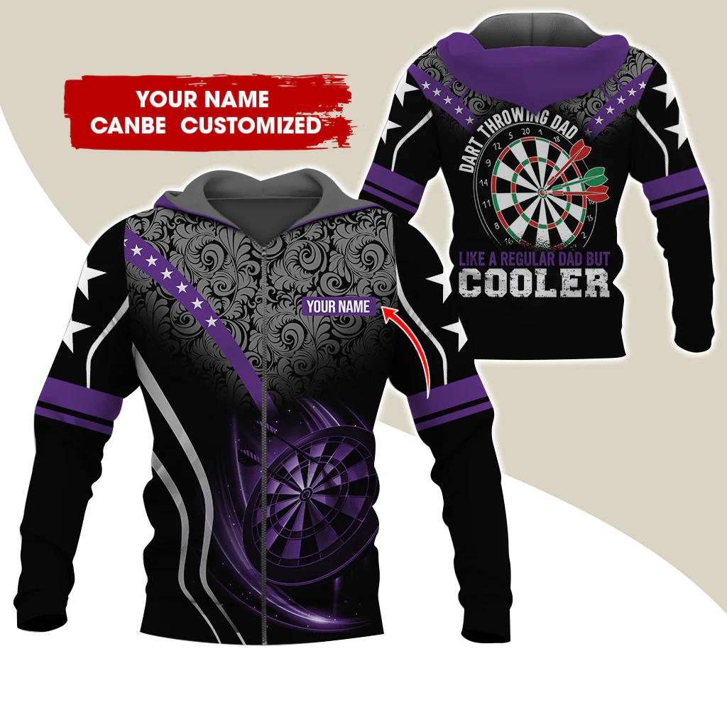 Custom Name Darts Premium Zip Hoodie, Personalized Dart Throwing Dad Cooler Zip Hoodie For Men & Women - Gift For Darts Lovers, Darts Players - Image 11