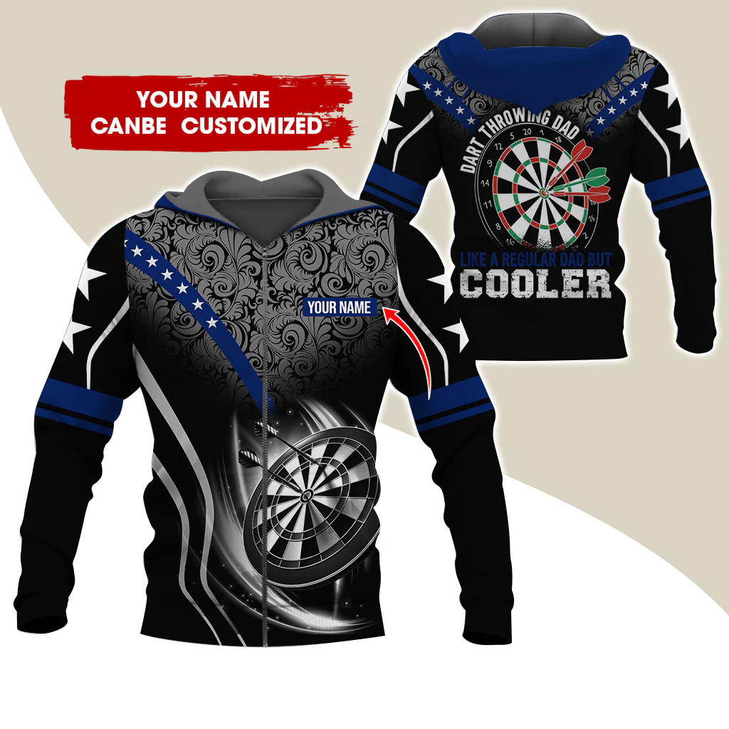 Custom Name Darts Premium Zip Hoodie, Personalized Dart Throwing Dad Cooler Zip Hoodie For Men & Women - Gift For Darts Lovers, Darts Players - Image 12