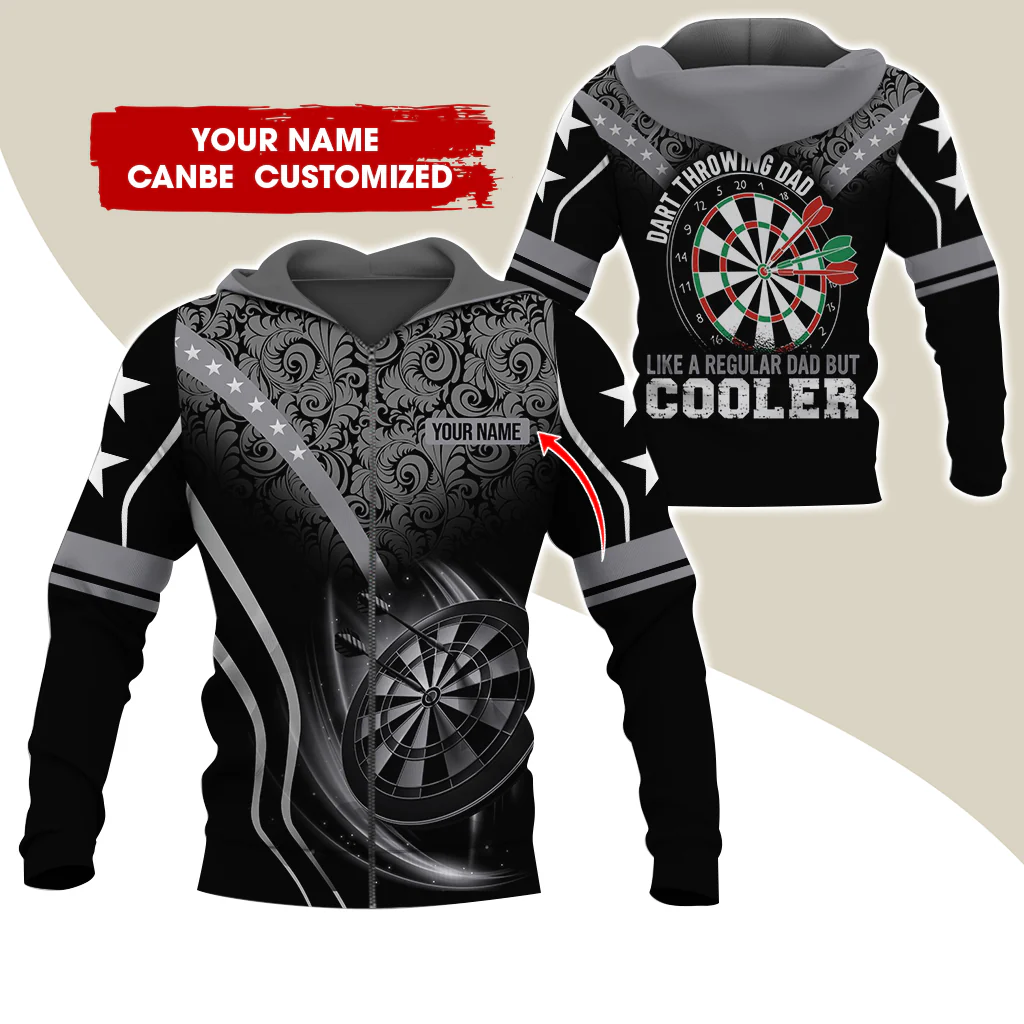 Custom Name Darts Premium Zip Hoodie, Personalized Dart Throwing Dad Cooler Zip Hoodie For Men & Women - Gift For Darts Lovers, Darts Players - Image 4