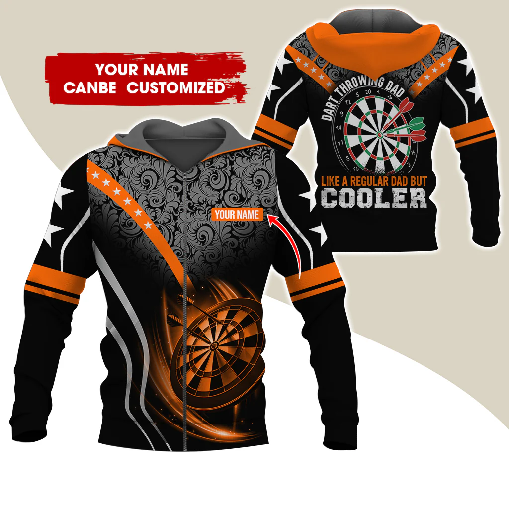Custom Name Darts Premium Zip Hoodie, Personalized Dart Throwing Dad Cooler Zip Hoodie For Men & Women - Gift For Darts Lovers, Darts Players - Image 5