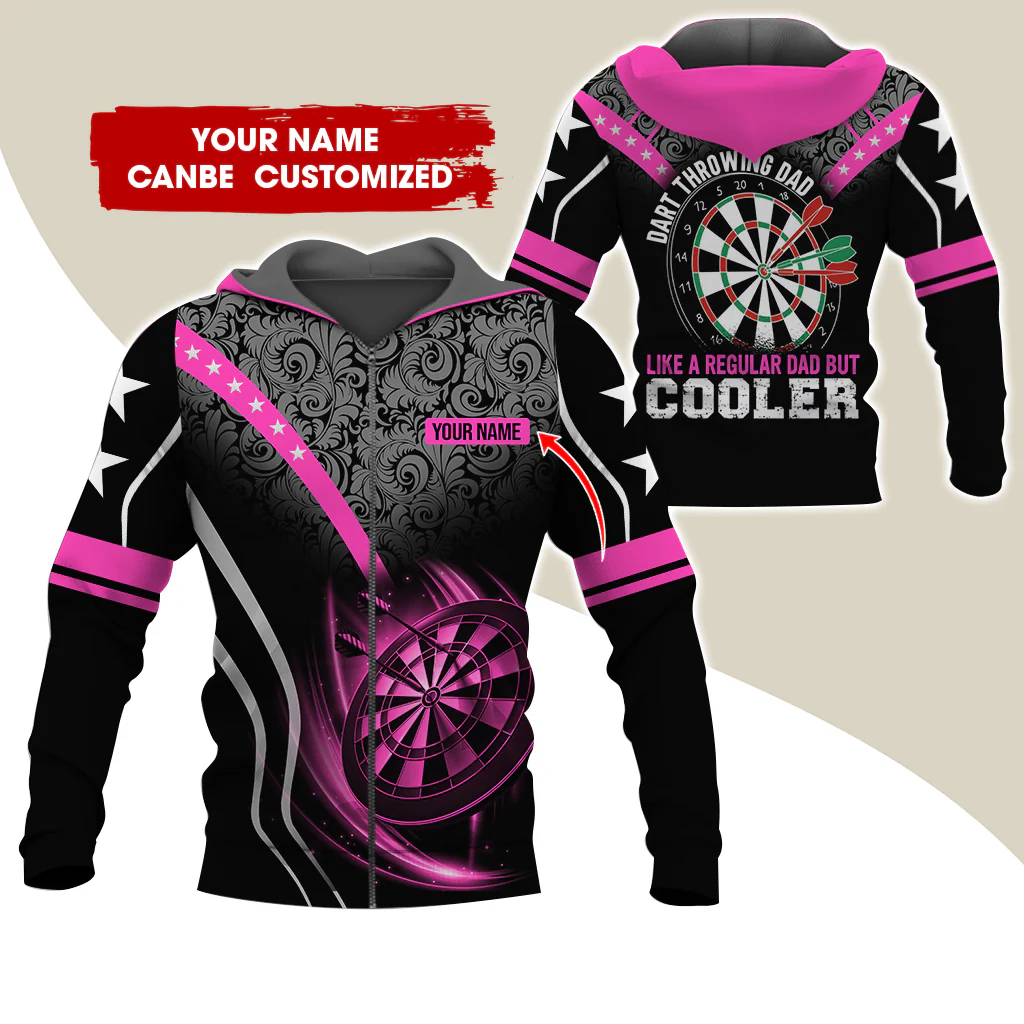 Custom Name Darts Premium Zip Hoodie, Personalized Dart Throwing Dad Cooler Zip Hoodie For Men & Women - Gift For Darts Lovers, Darts Players - Image 7
