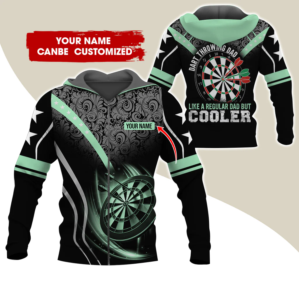 Custom Name Darts Premium Zip Hoodie, Personalized Dart Throwing Dad Cooler Zip Hoodie For Men & Women - Gift For Darts Lovers, Darts Players - Image 8