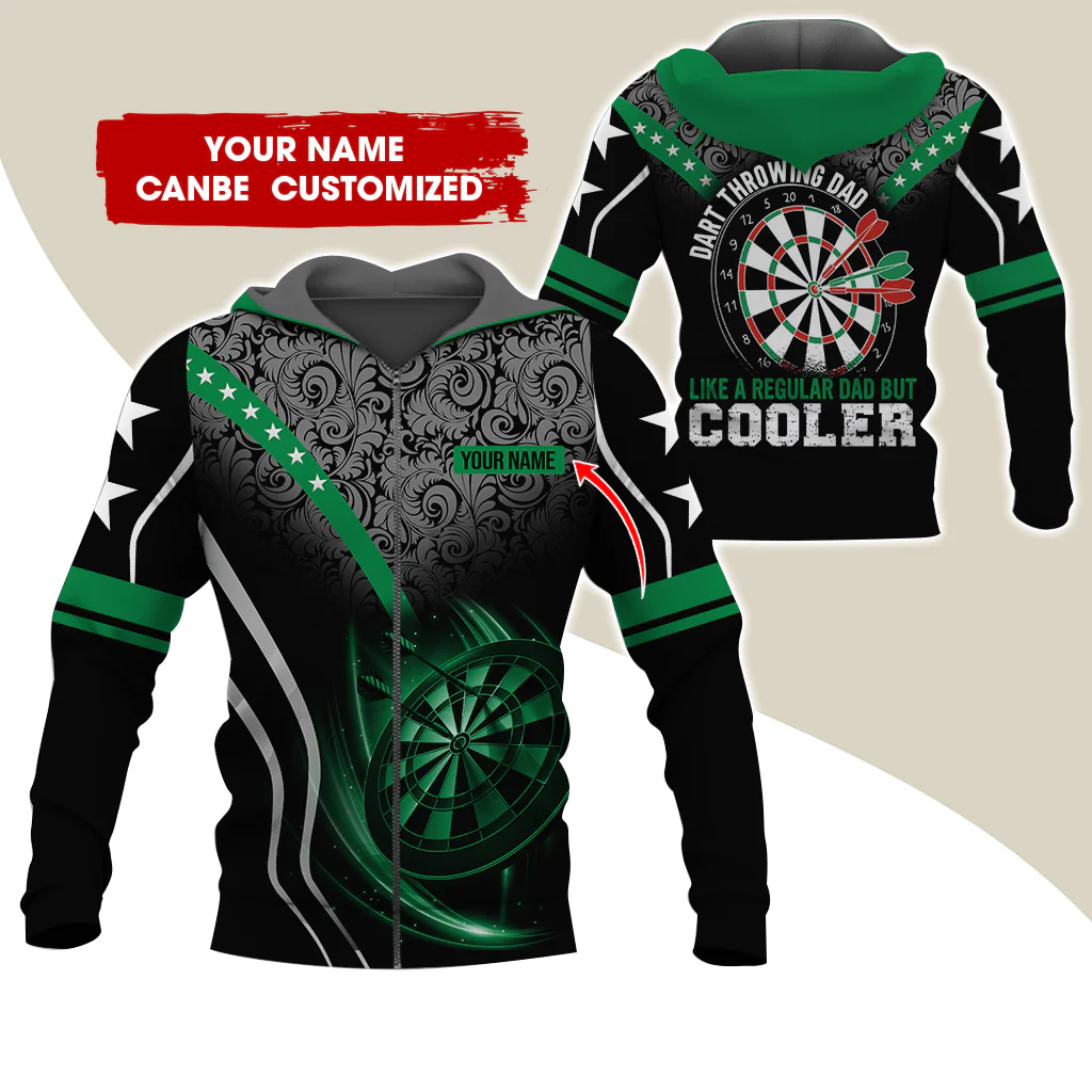 Custom Name Darts Premium Zip Hoodie, Personalized Dart Throwing Dad Cooler Zip Hoodie For Men & Women - Gift For Darts Lovers, Darts Players - Image 9
