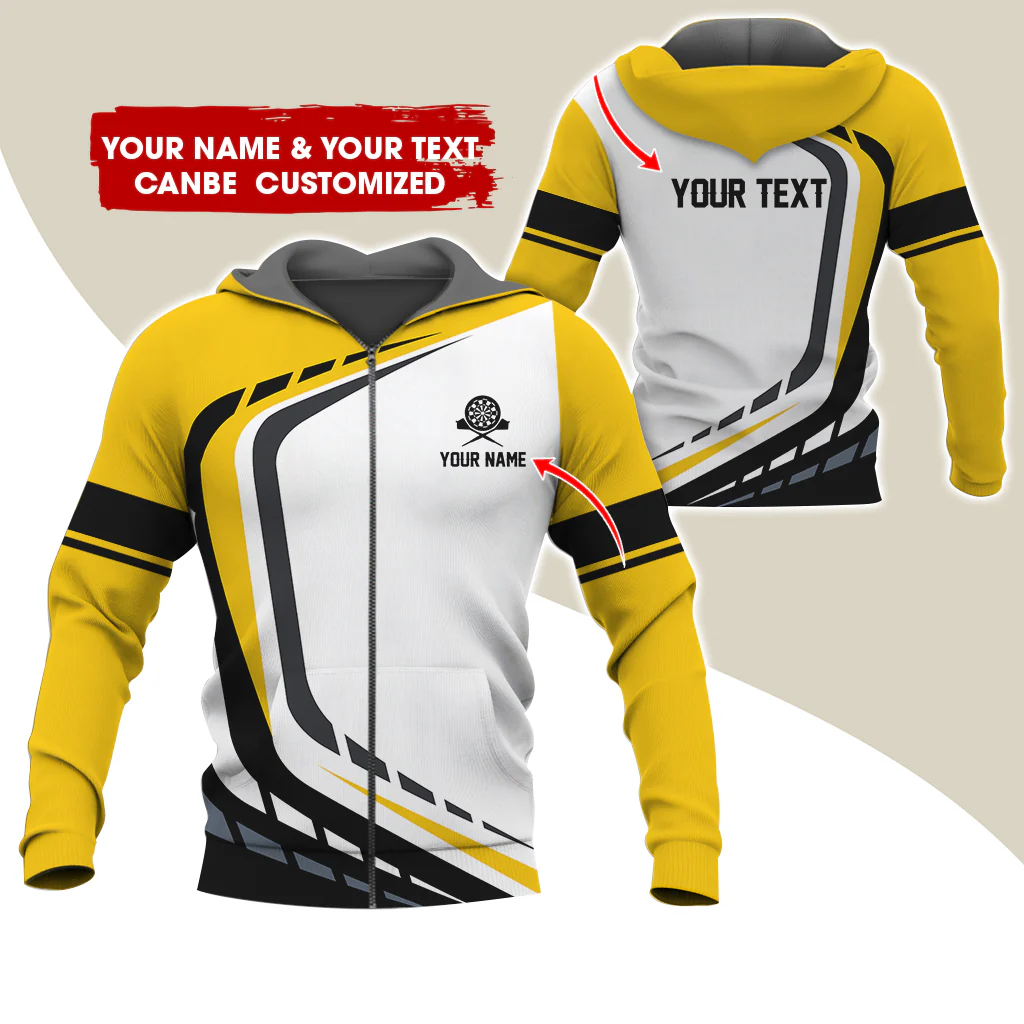 Custom Name Darts Premium Zip Hoodie, Personalized Name & Text Darts Team Uniforms Zip Hoodie For Men & Women - Gift For Darts Lovers, Darts Players - Image 10