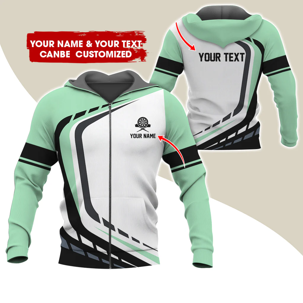 Custom Name Darts Premium Zip Hoodie, Personalized Name & Text Darts Team Uniforms Zip Hoodie For Men & Women - Gift For Darts Lovers, Darts Players - Image 4