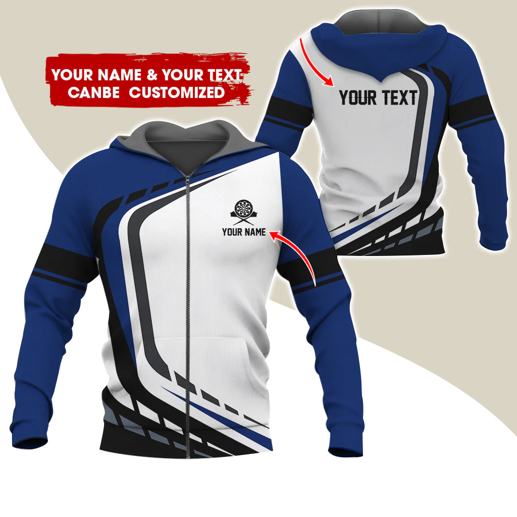 Custom Name Darts Premium Zip Hoodie, Personalized Name & Text Darts Team Uniforms Zip Hoodie For Men & Women - Gift For Darts Lovers, Darts Players - Image 5