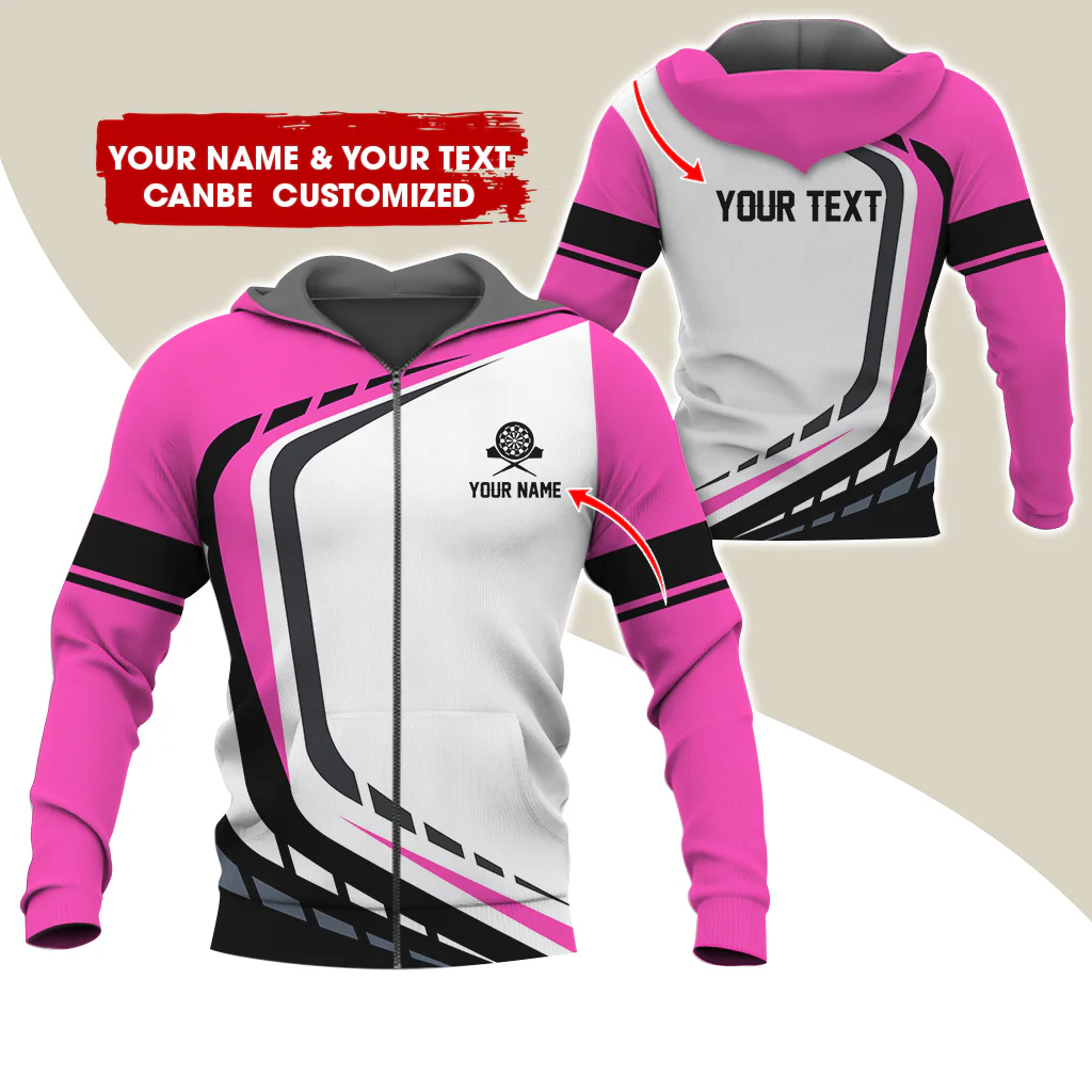 Custom Name Darts Premium Zip Hoodie, Personalized Name & Text Darts Team Uniforms Zip Hoodie For Men & Women - Gift For Darts Lovers, Darts Players - Image 6