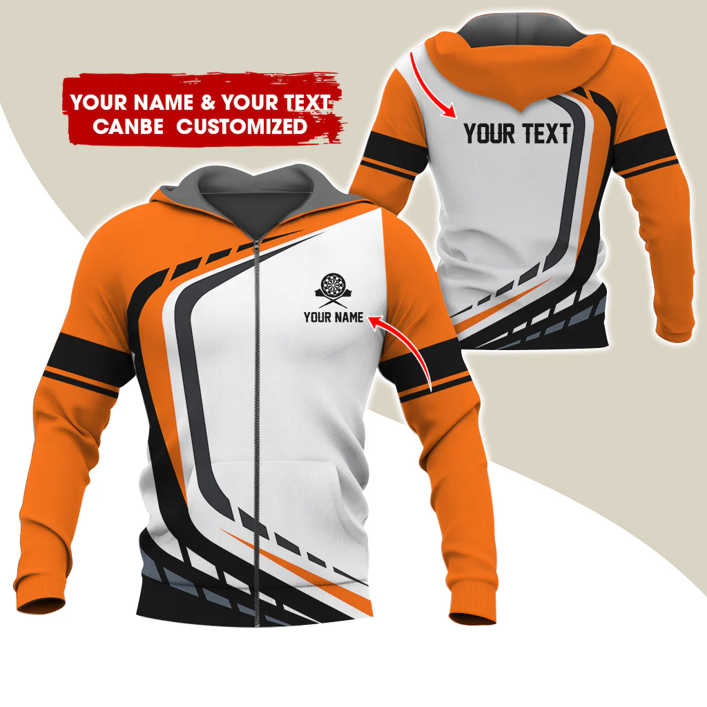 Custom Name Darts Premium Zip Hoodie, Personalized Name & Text Darts Team Uniforms Zip Hoodie For Men & Women - Gift For Darts Lovers, Darts Players - Image 7