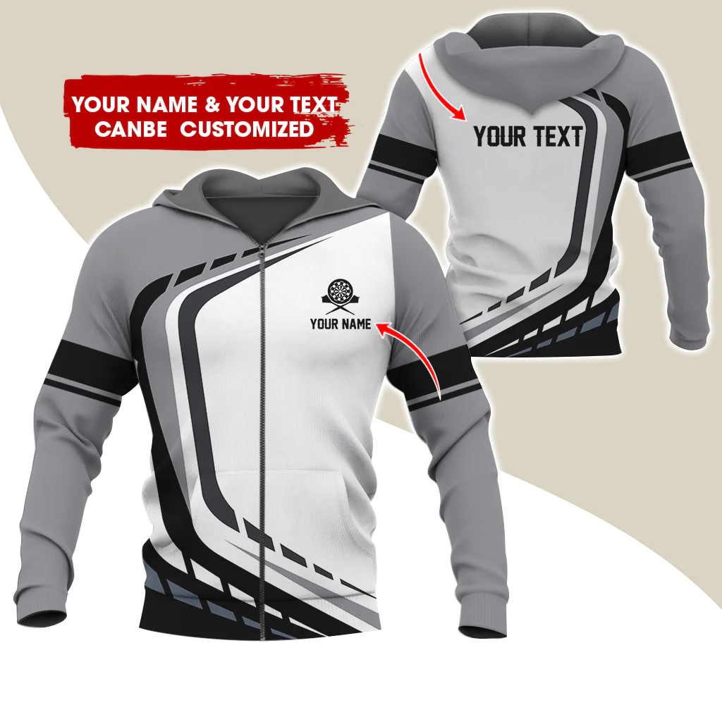 Custom Name Darts Premium Zip Hoodie, Personalized Name & Text Darts Team Uniforms Zip Hoodie For Men & Women - Gift For Darts Lovers, Darts Players - Image 9
