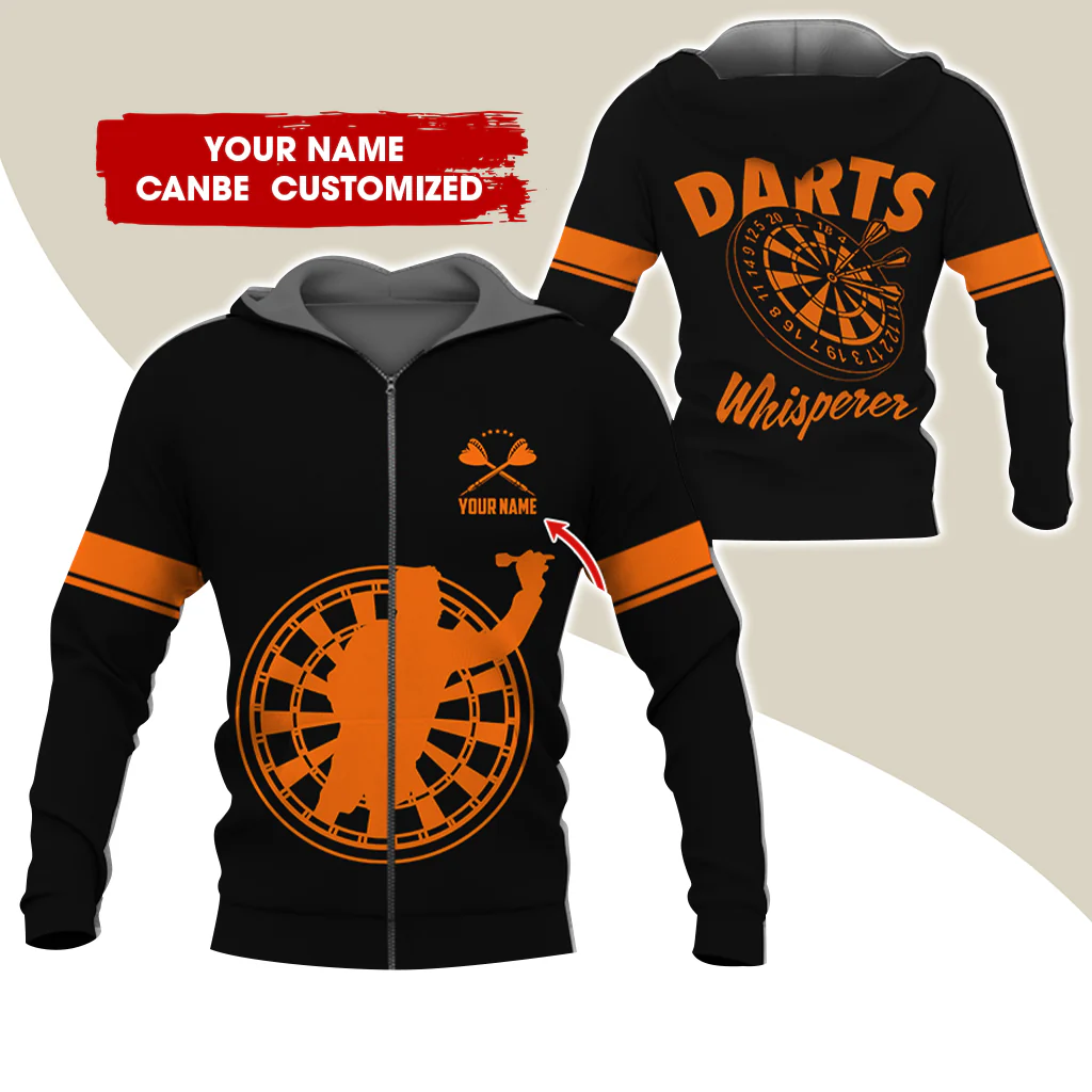 Custom Name Darts Whisperer Premium Zip Hoodie, Personalized Darts Zip Hoodie For Men & Women - Gift For Darts Lovers, Darts Players - Image 2