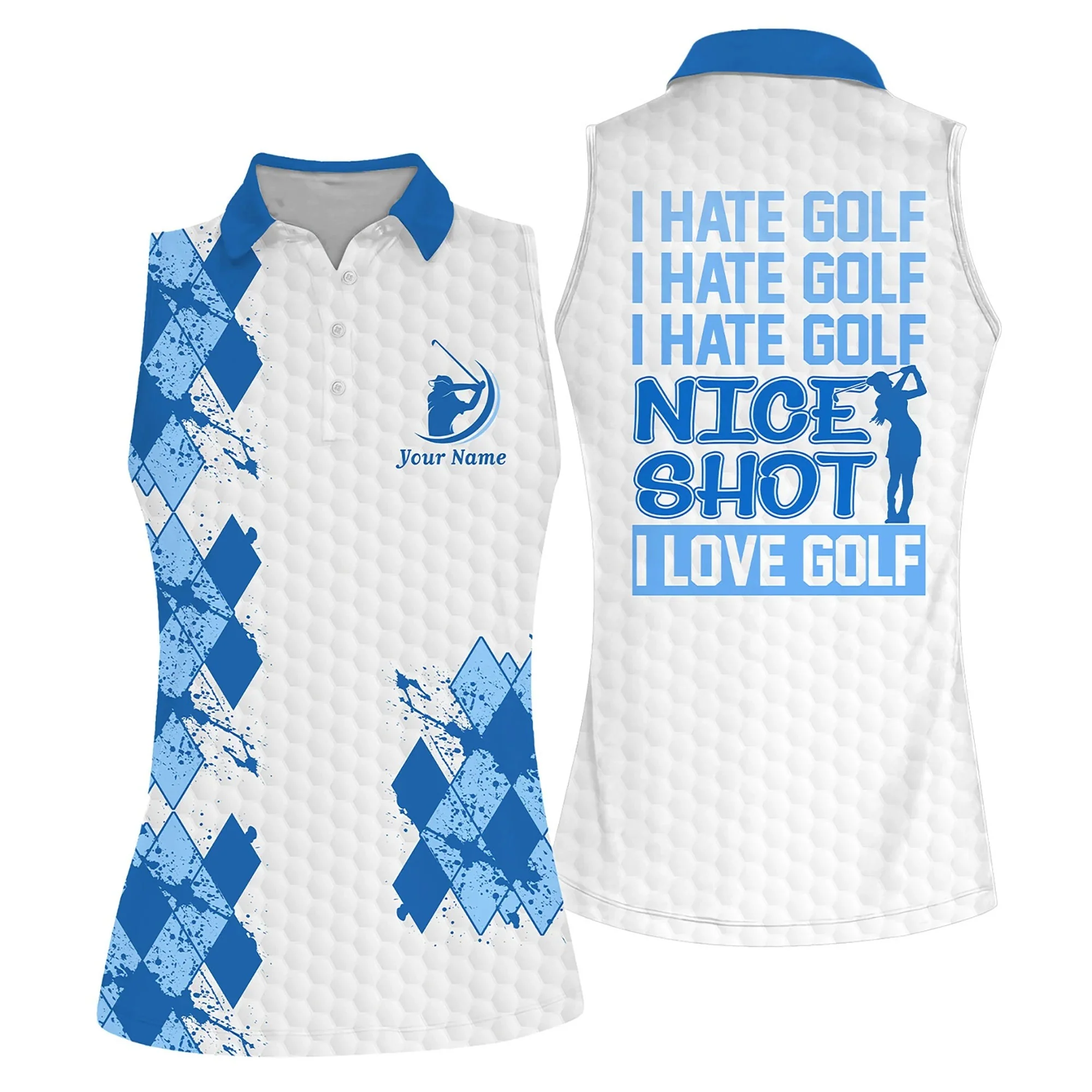 Custom Name Golf Women Polo Shirt, I Hate Golf Nice Shot Personalized Polo Shirt For Female - Gift For Mother's Day, Golfers, Golf Lover - Image 2