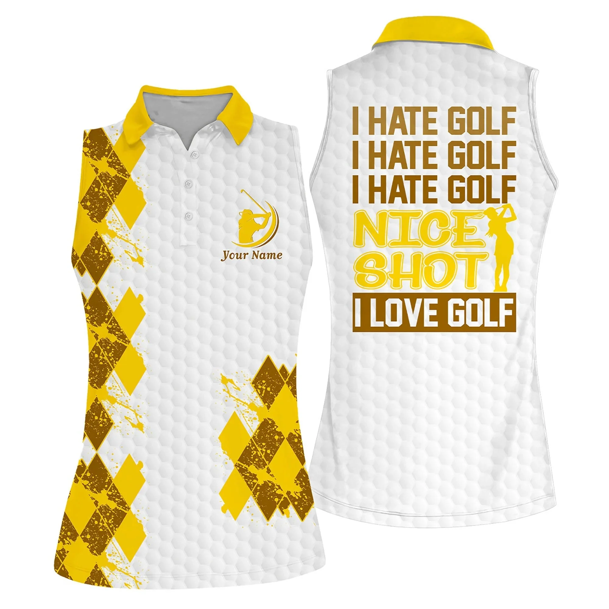 Custom Name Golf Women Polo Shirt, I Hate Golf Nice Shot Personalized Polo Shirt For Female - Gift For Mother's Day, Golfers, Golf Lover - Image 3