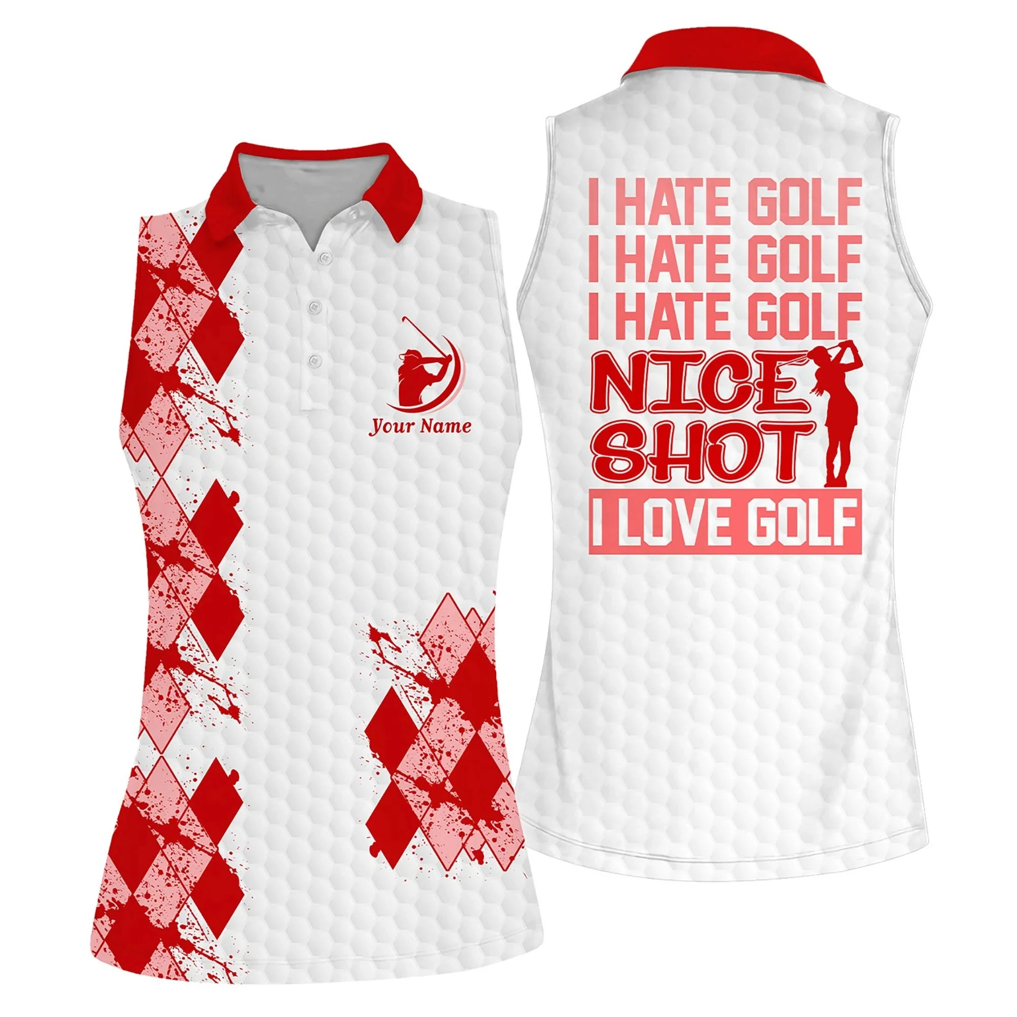 Custom Name Golf Women Polo Shirt, I Hate Golf Nice Shot Personalized Polo Shirt For Female - Gift For Mother's Day, Golfers, Golf Lover - Image 4