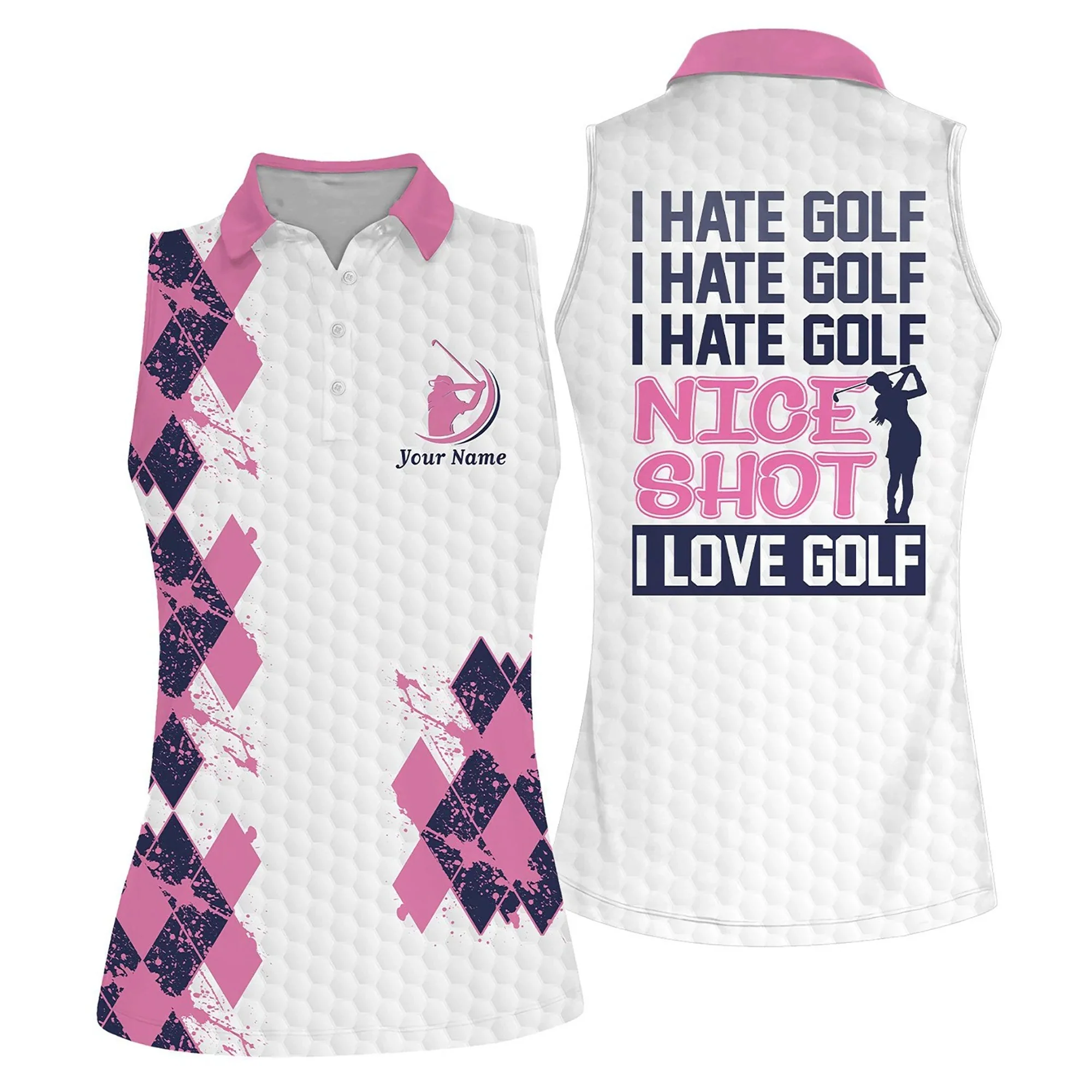 Custom Name Golf Women Polo Shirt, I Hate Golf Nice Shot Personalized Polo Shirt For Female - Gift For Mother's Day, Golfers, Golf Lover - Image 5
