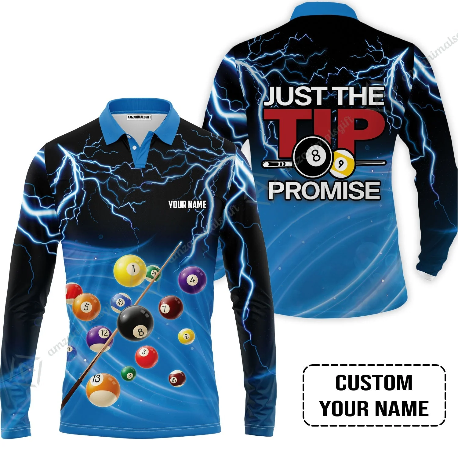 Custom Name Hoodie, Personalized Thunder 8 Ball Pool Billiards Hoodie, Gift For Billiard Lovers, Just The Tip I Promise - Image 3