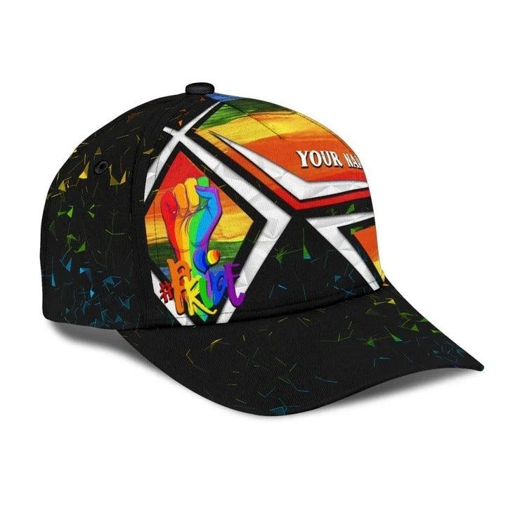 Custom Name LGBT Cap, Personalized Name Pride Hands Rainbow Classic Cap Hat For Men And Women, Perfect LGBT Gift For Friend, LGBT Pride Month - Image 2