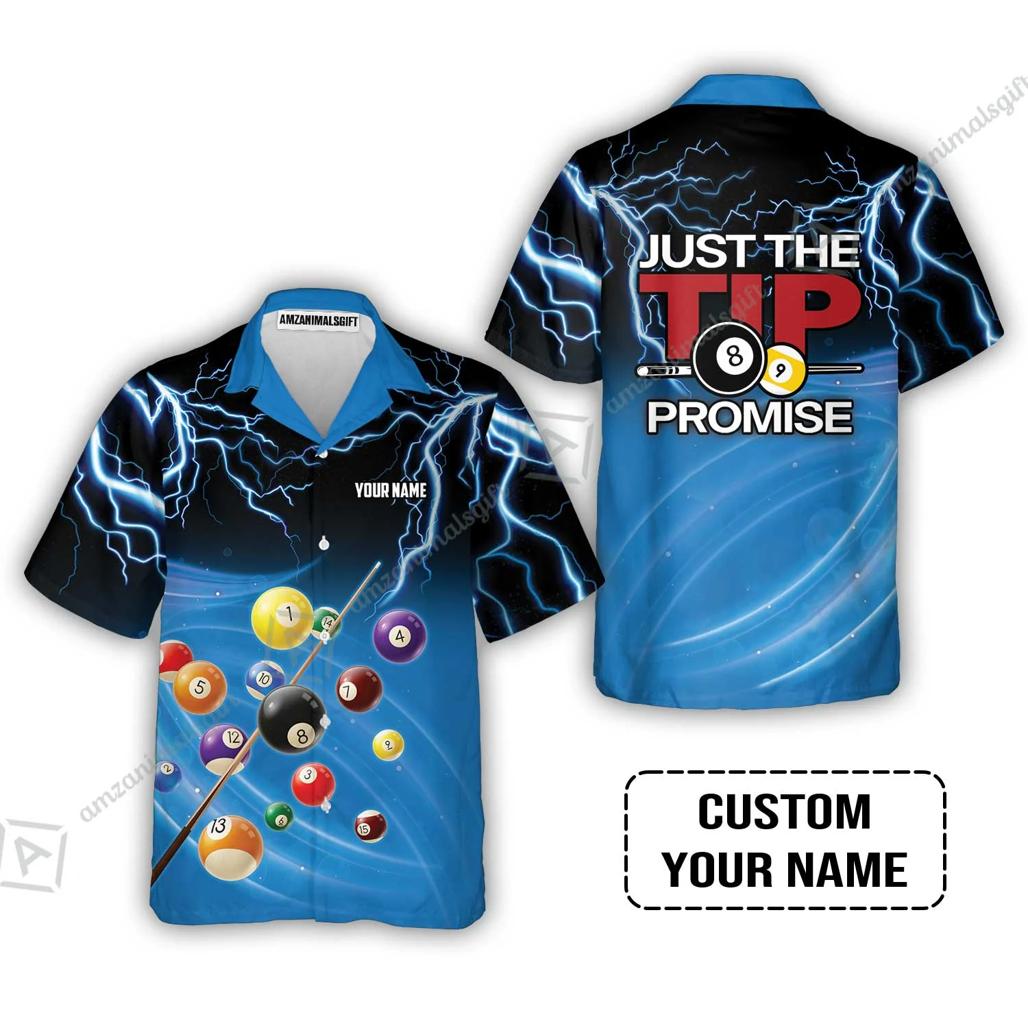 Custom Name Long Polo Shirt, Personalized Thunder 8 Ball Pool Billiards Polo Shirts, Gift For Billiard Lovers, Just The Tip I Promise - Image 6