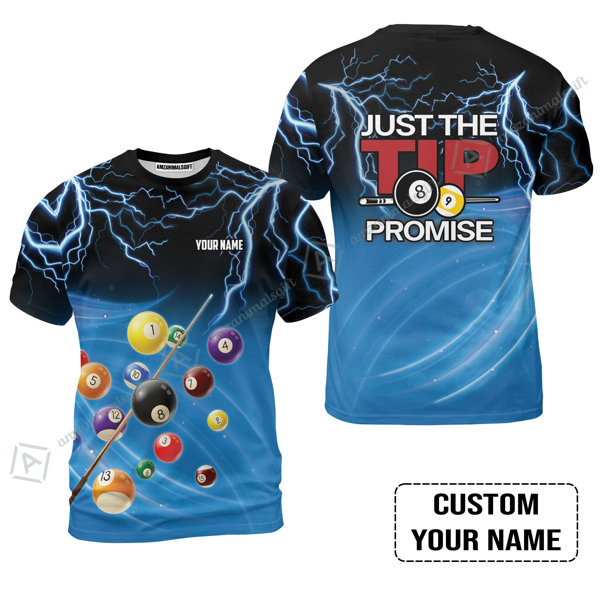 Custom Name Long Polo Shirt, Personalized Thunder 8 Ball Pool Billiards Polo Shirts, Gift For Billiard Lovers, Just The Tip I Promise - Image 7