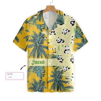 Custom Name Panda Hawaiian Shirt, Panda Yellow Tropical Custom Aloha Shirt For Men - Perfect Gift For Men, Husband, Boyfriend, Friend, Family - Image 3