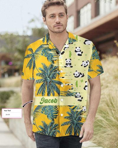 Custom Name Panda Hawaiian Shirt, Panda Yellow Tropical Custom Aloha Shirt For Men - Perfect Gift For Men, Husband, Boyfriend, Friend, Family - Image 4