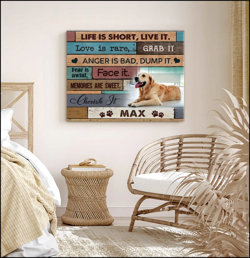 Custom Name & Photo Dog Premium Wrapped Landscape Canvas, Life is short Live it Personalized Dog Canvas - Perfect Gift For Dog Lovers, Family, Friend - Image 3