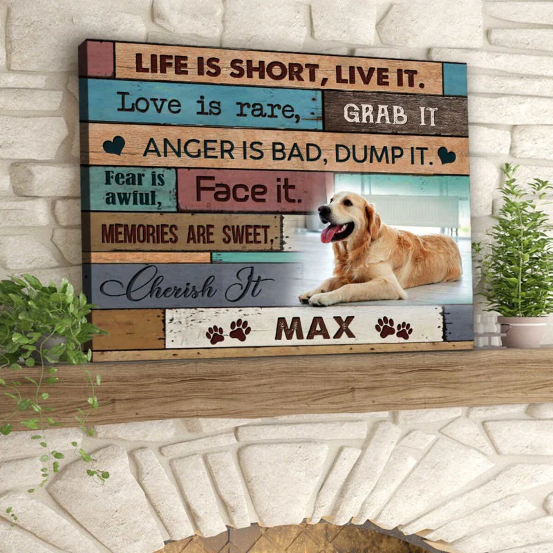 Custom Name & Photo Dog Premium Wrapped Landscape Canvas, Life is short Live it Personalized Dog Canvas - Perfect Gift For Dog Lovers, Family, Friend - Image 4