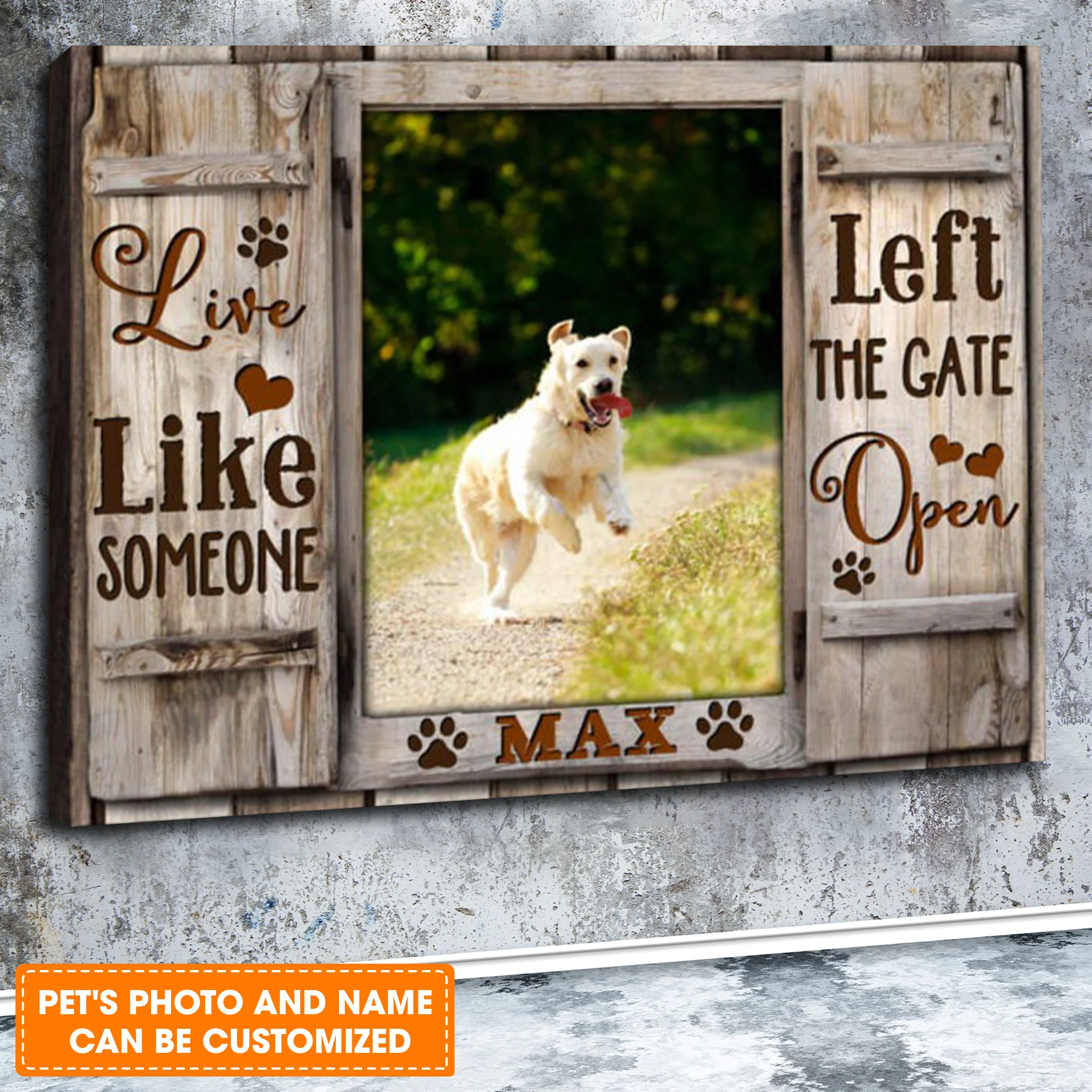 Custom Name & Photo Dog Premium Wrapped Landscape Canvas, Live Like Someone Personalized Dog Canvas - Perfect Gift For Dog Lovers, Family, Friend - Image 2