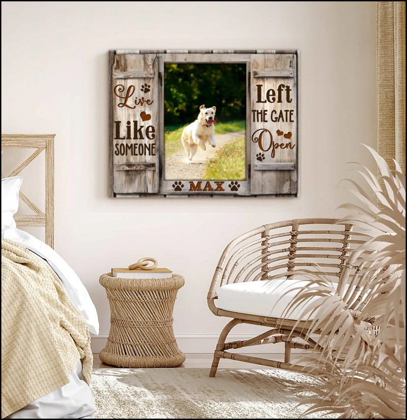 Custom Name & Photo Dog Premium Wrapped Landscape Canvas, Live Like Someone Personalized Dog Canvas - Perfect Gift For Dog Lovers, Family, Friend - Image 3