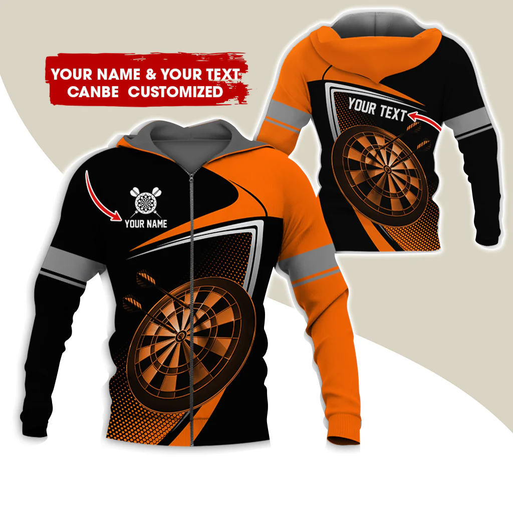 Custom Name & Text Darts Premium Zip Hoodie , Customized Darts Team Uniforms Zip Hoodie For Men & Women - Gift For Darts Lovers, Darts Players - Image 7