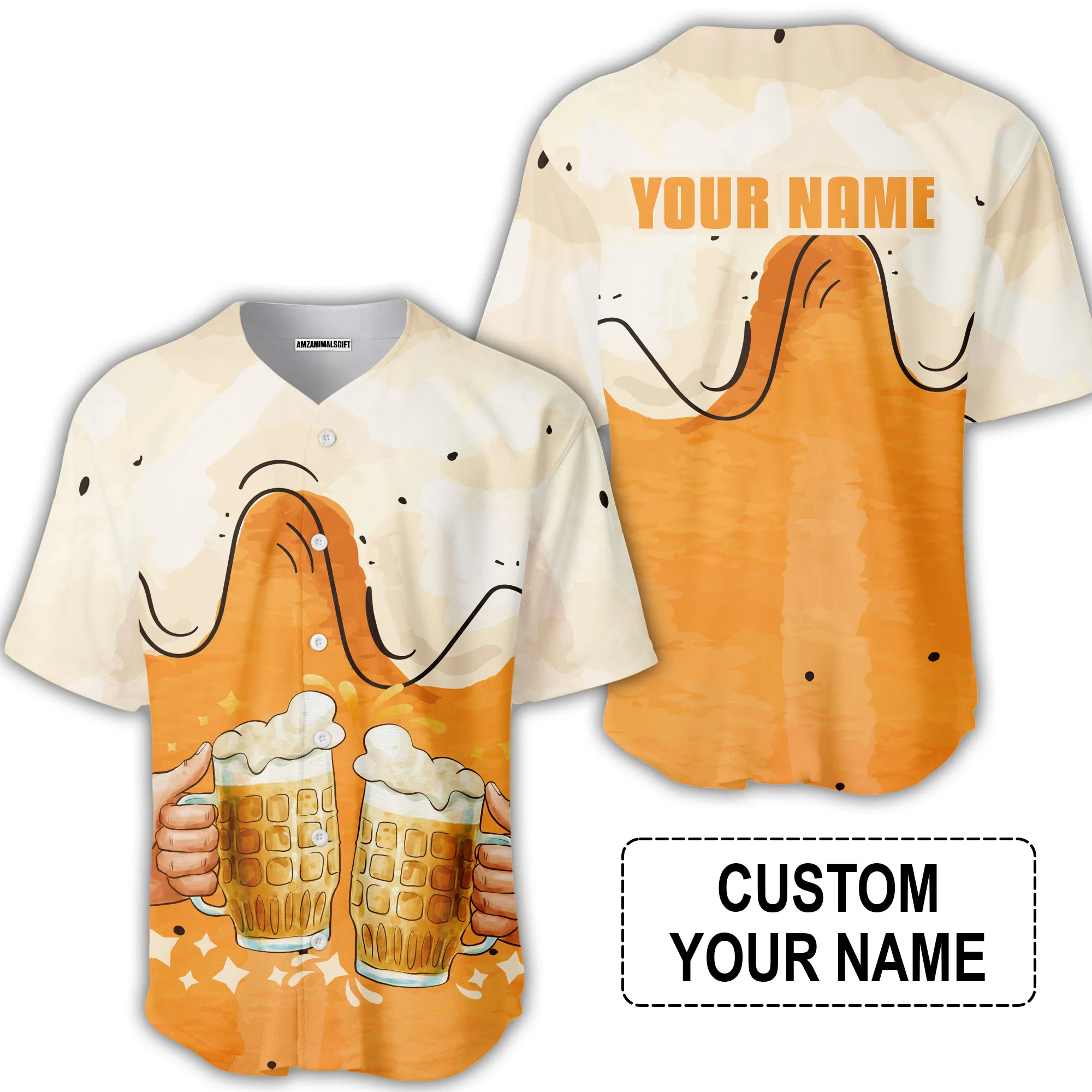 Custom Orange Cream Pattern Beer Pattern Design Oktoberfest Beer Festival Performance Hawaiian Shirt - Image 5