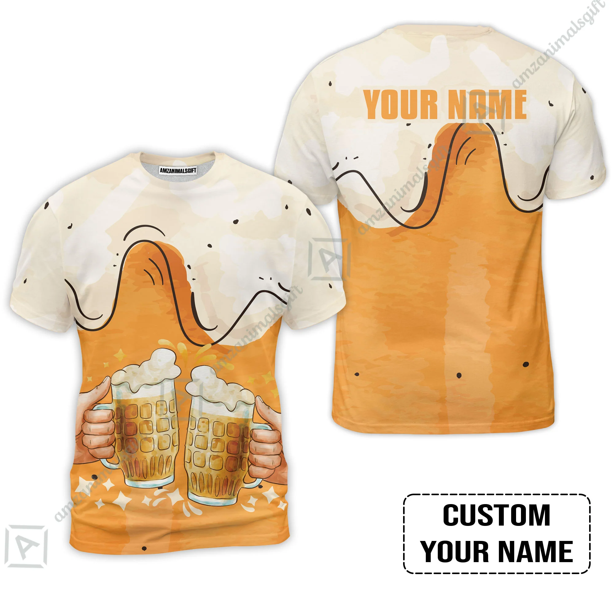 Custom Orange Cream Pattern Beer Pattern Design Oktoberfest Beer Festival Performance Hawaiian Shirt - Image 4
