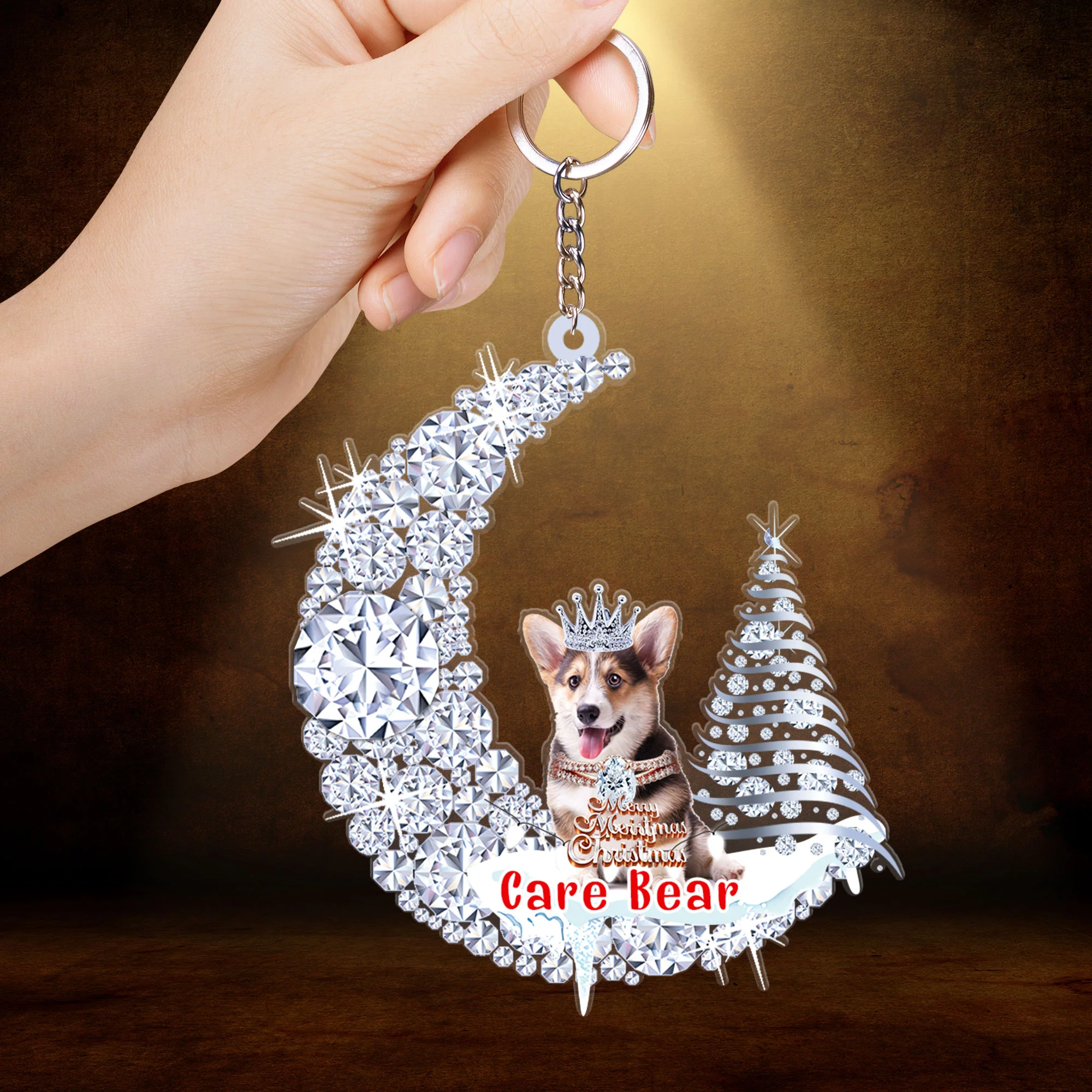 Custom Pembroke Welsh Corgi Diamond Moon Merry Christmas Mica Ornament - Best Gift For Dog Lovers, Dog Owners - Image 4