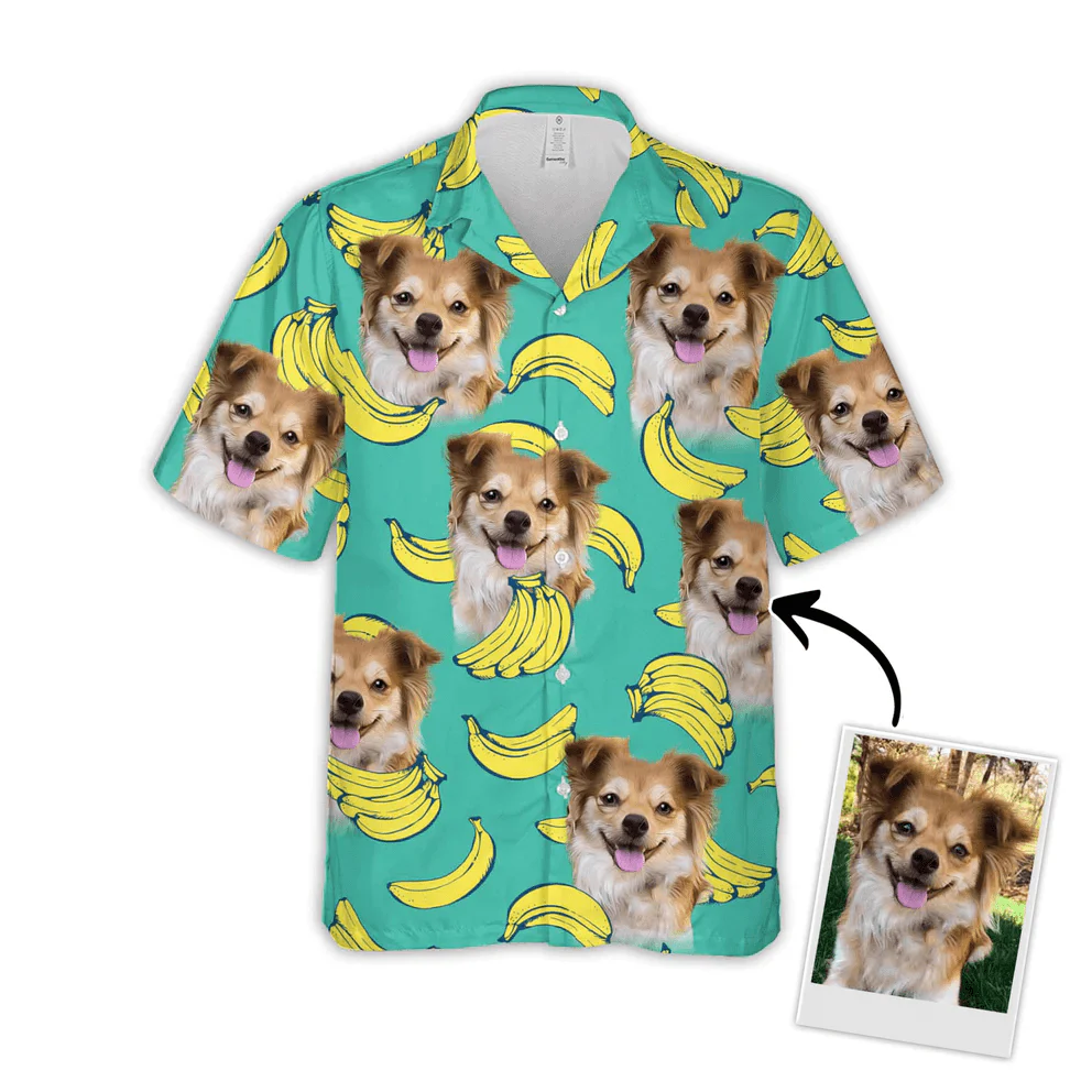 Custom Pet Dog Hawaiian shirt - Custom Photo Banana Pattern Mint Color Personalized Hawaiian Shirt - Perfect Gift For Animal Lovers, Friend, Family - Image 2