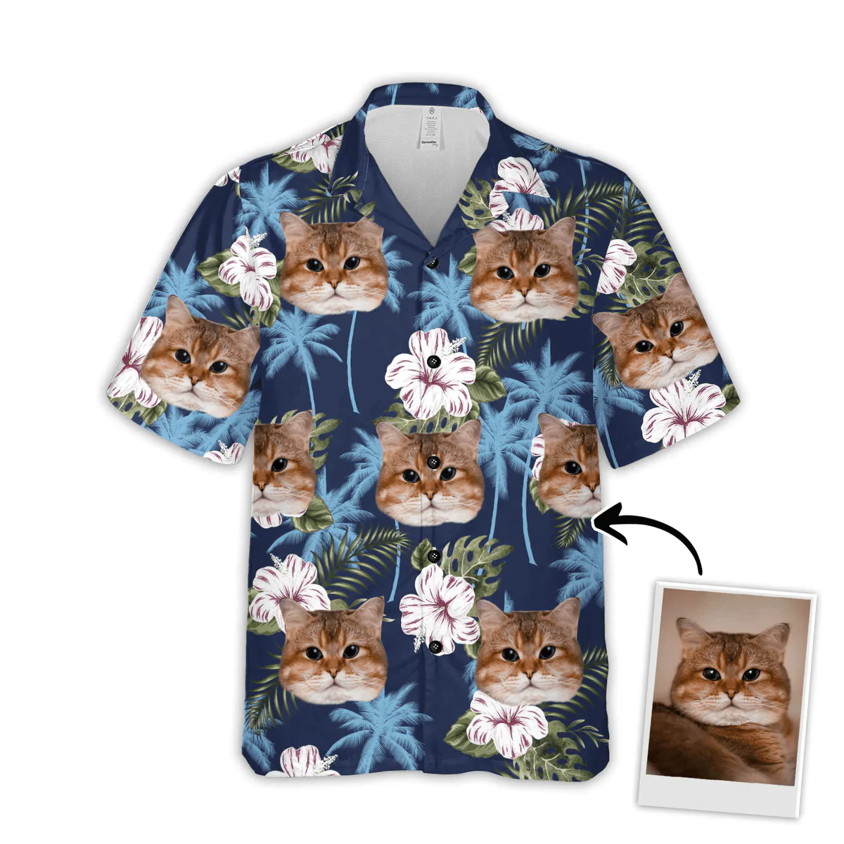 Custom Pet Dog Hawaiian shirt - Custom Photo Blue Palm Tree Pattern Personalized Hawaiian Shirt - Perfect Gift For Animal Lovers, Friend, Family - Image 2