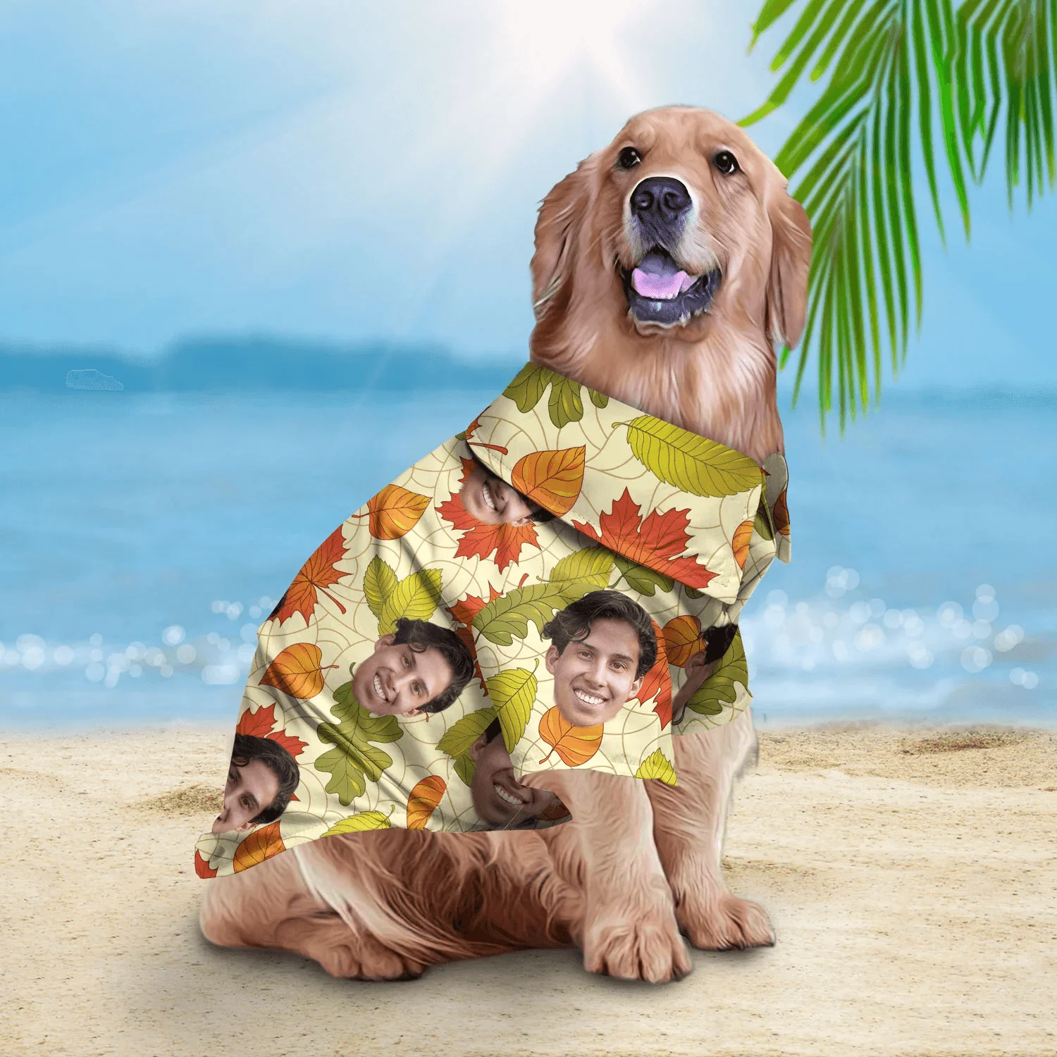 Custom Pet Dog Hawaiian shirt- Custom Photo Pet Autumn Leaves Pattern Personalized Hawaiian Shirt For Pet-Perfect Gift For Pet, Dog lovers, Cat Lovers - Image 2