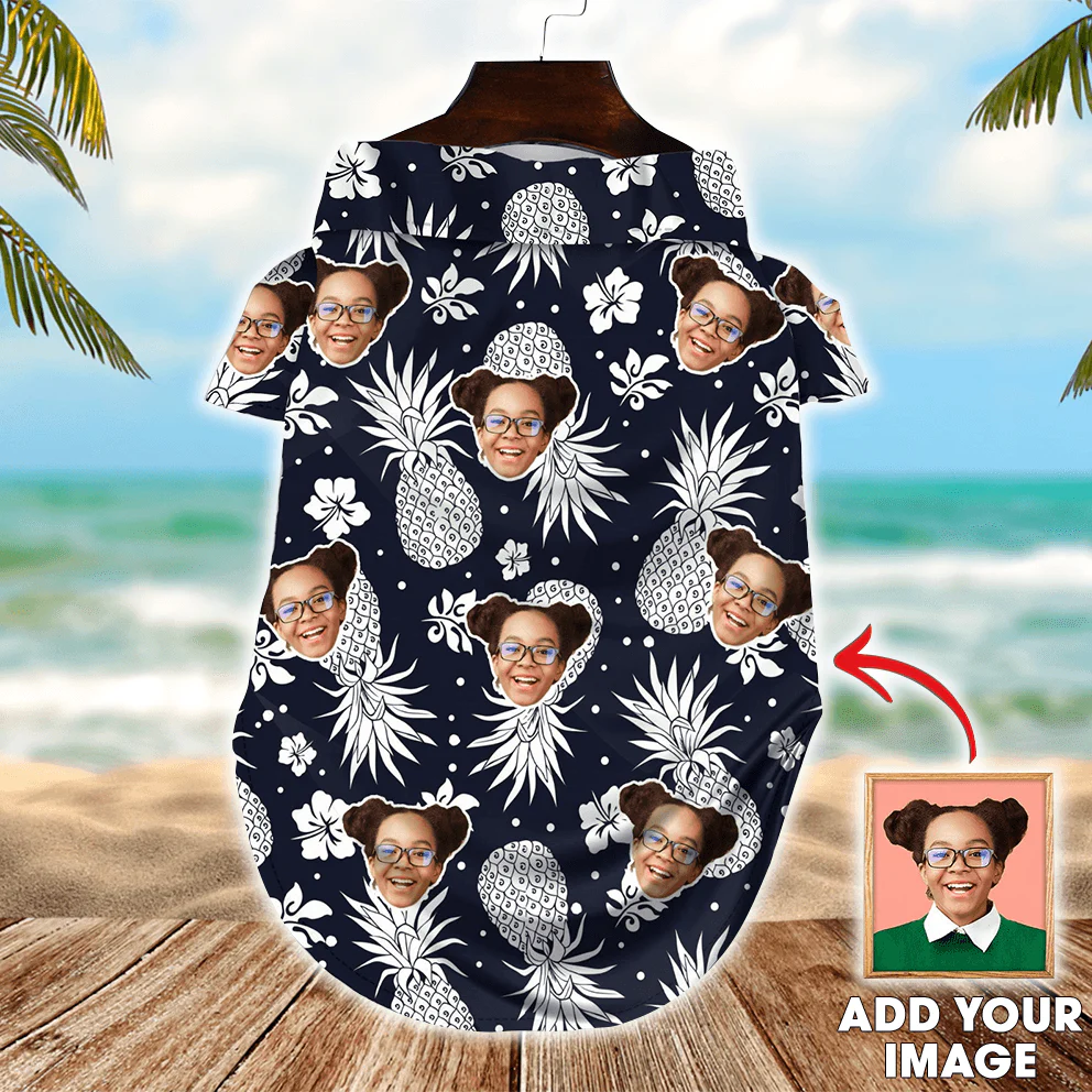 Custom Pet Dog Hawaiian shirt - Custom Photo Pet Dark Blue Pattern Personalized Hawaiian Shirt For Pet - Perfect Gift For Pet, Dog lovers, Cat Lovers