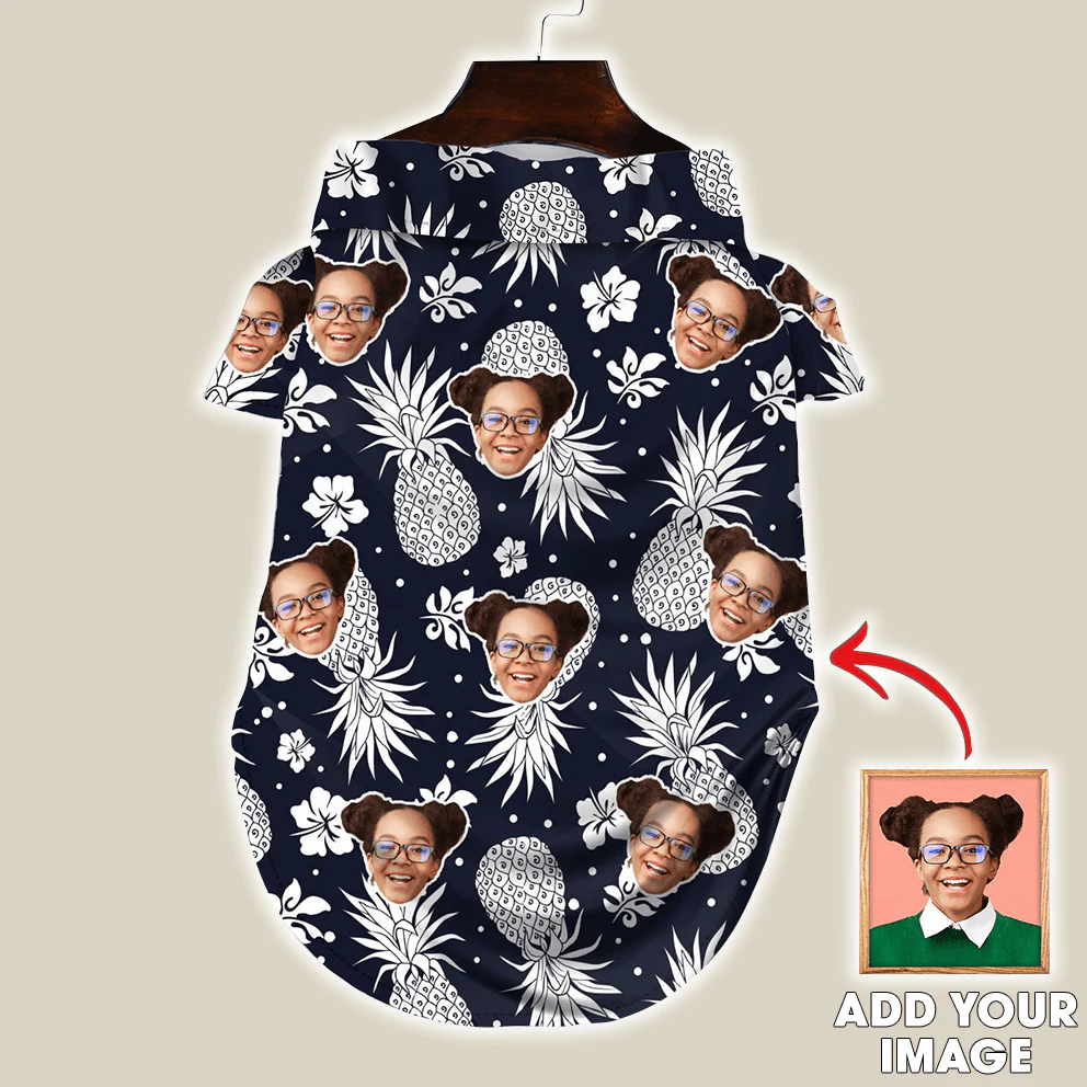 Custom Pet Dog Hawaiian shirt - Custom Photo Pet Dark Blue Pattern Personalized Hawaiian Shirt For Pet - Perfect Gift For Pet, Dog lovers, Cat Lovers - Image 2