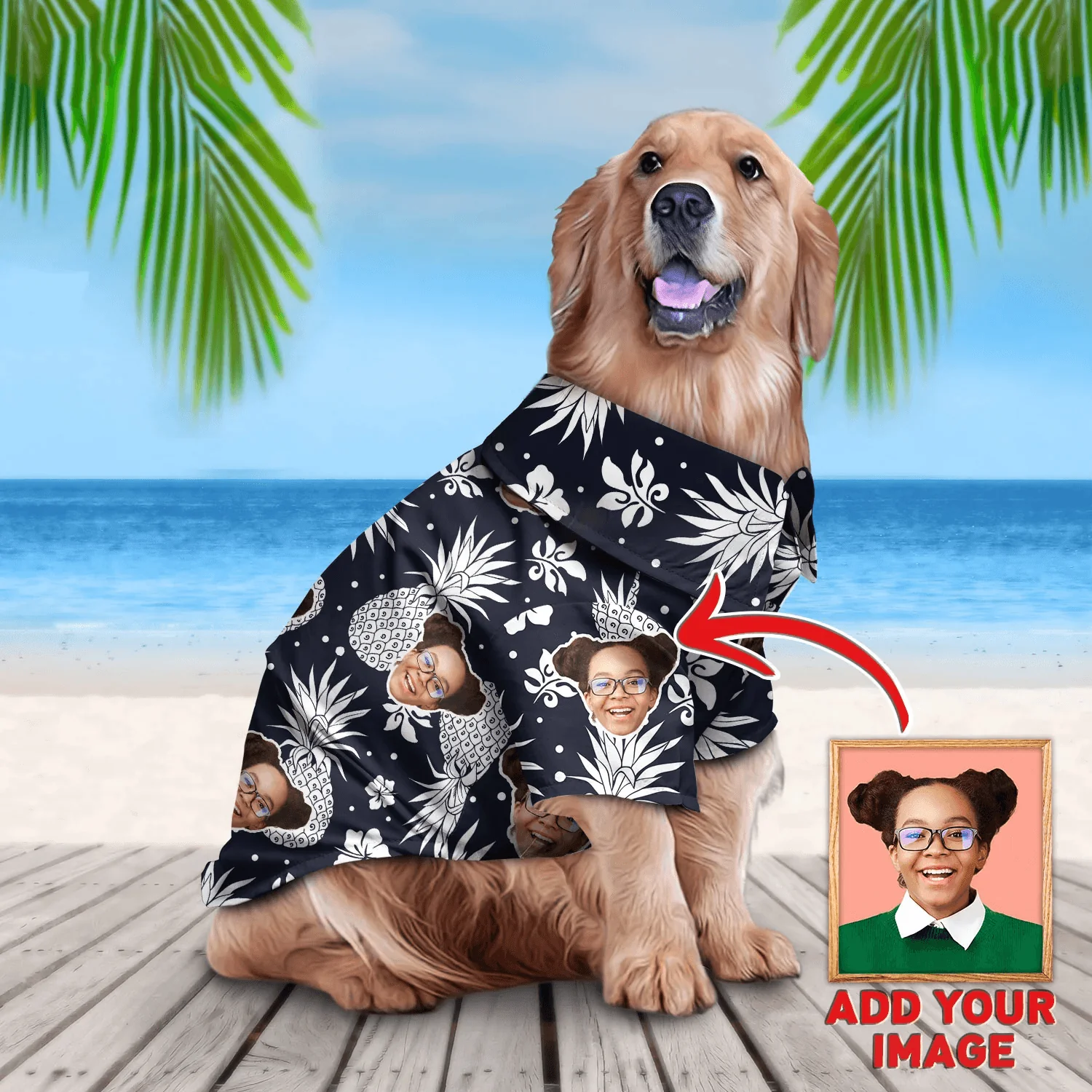 Custom Pet Dog Hawaiian shirt - Custom Photo Pet Dark Blue Pattern Personalized Hawaiian Shirt For Pet - Perfect Gift For Pet, Dog lovers, Cat Lovers - Image 4