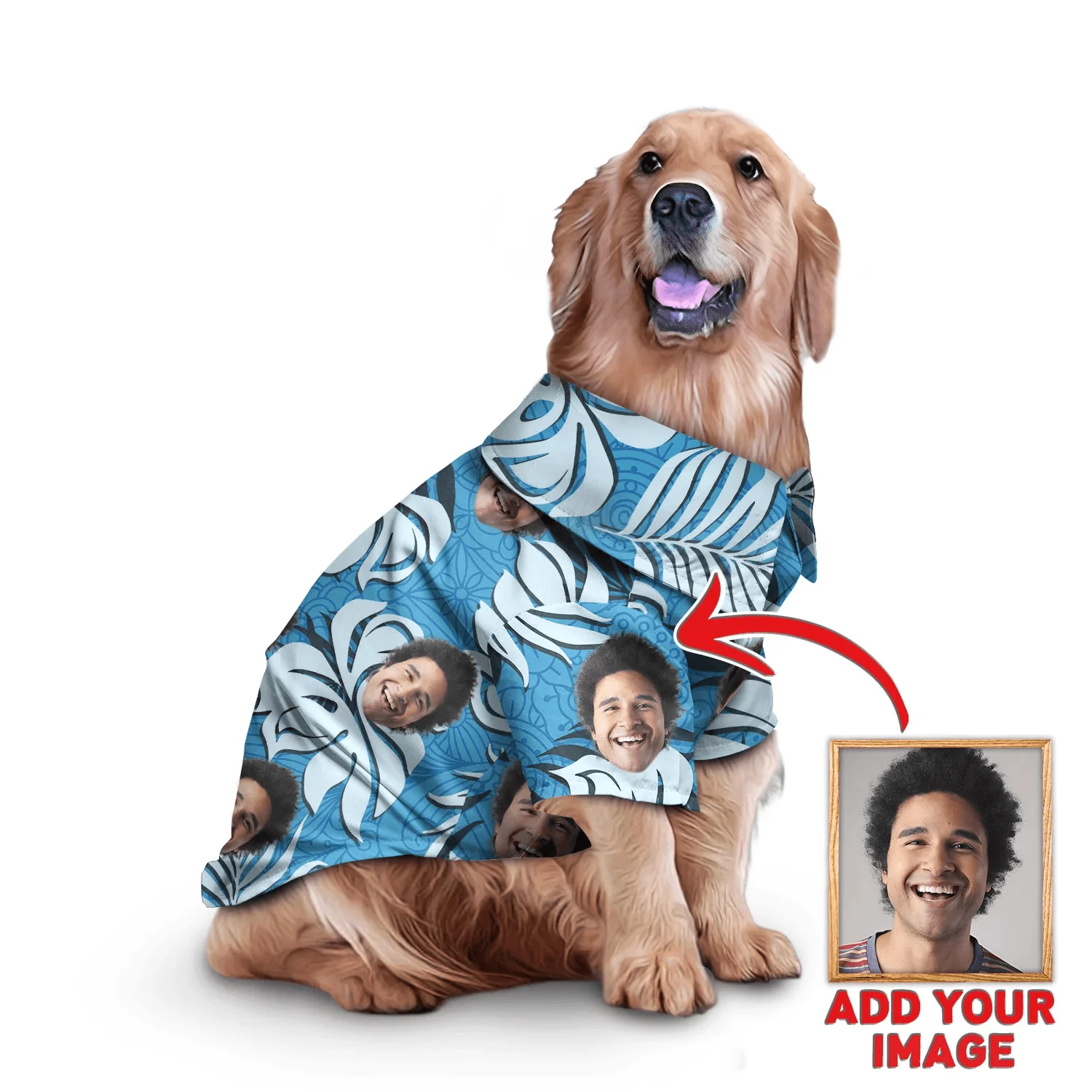 Custom Pet Dog Hawaiian shirt - Custom Photo Pet Leaves & Flowers Blue Pattern Personalized Hawaiian Shirt For Pet - Perfect Gift For Pet Lovers - Image 4