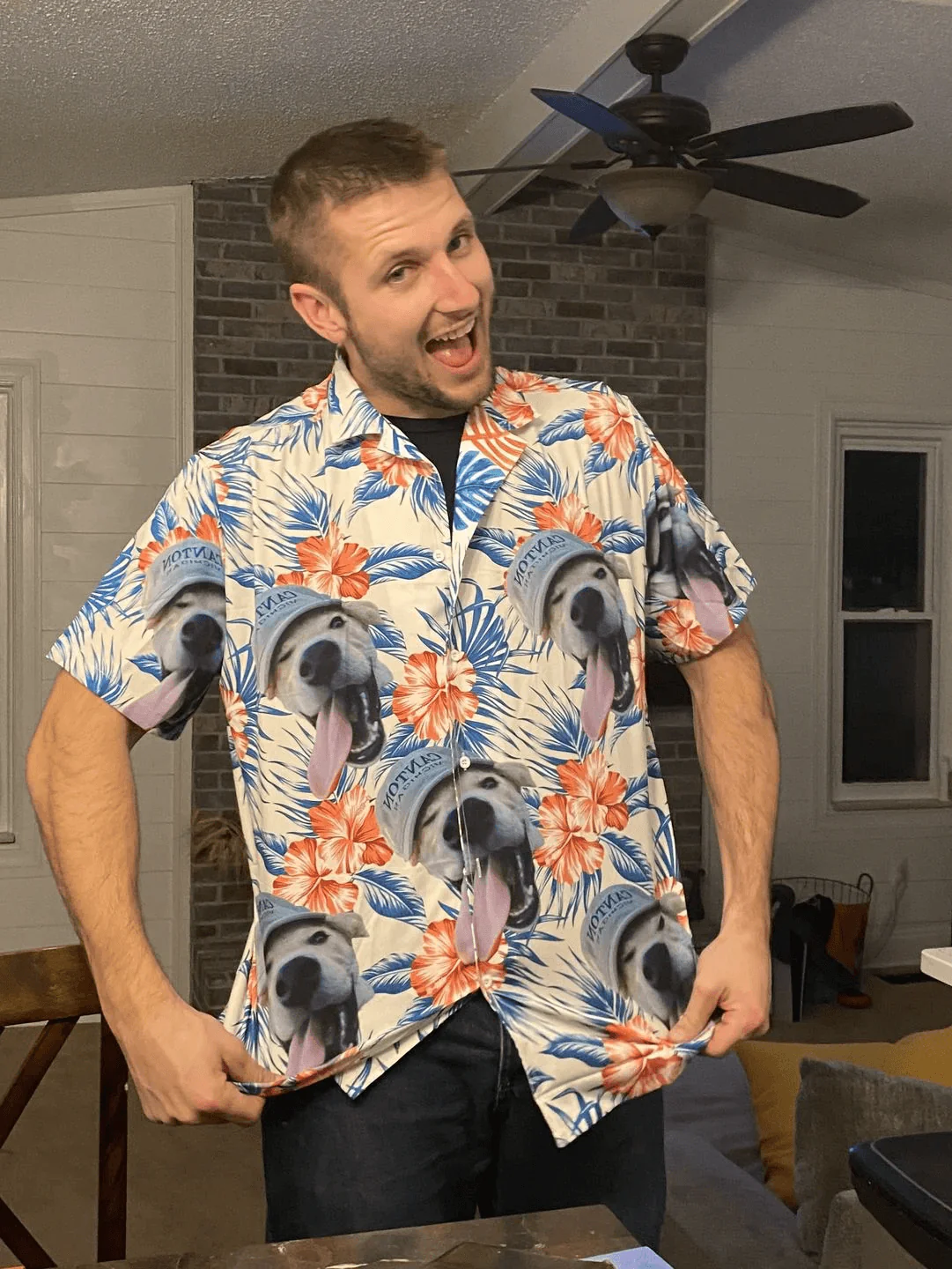 Custom Pet Dog Hawaiian Shirt - Custom Photo Pet Leaves & Flowers Pattern White Color Personalized Hawaiian Shirt - Perfect Gift For Animal Lovers, Friend, Family - Image 4