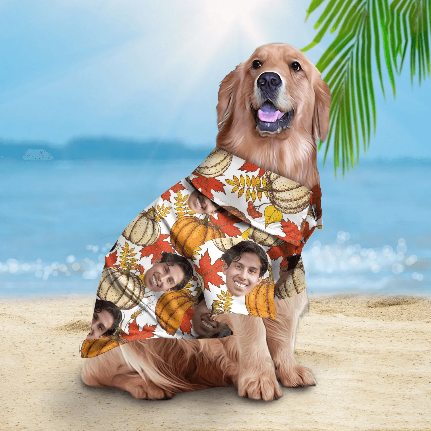 Custom Pet Dog Hawaiian shirt - Custom Photo Pet Leaves & Pumpkin Pattern Personalized Hawaiian Shirt For Pet - Perfect Gift For Pet Lovers - Image 2
