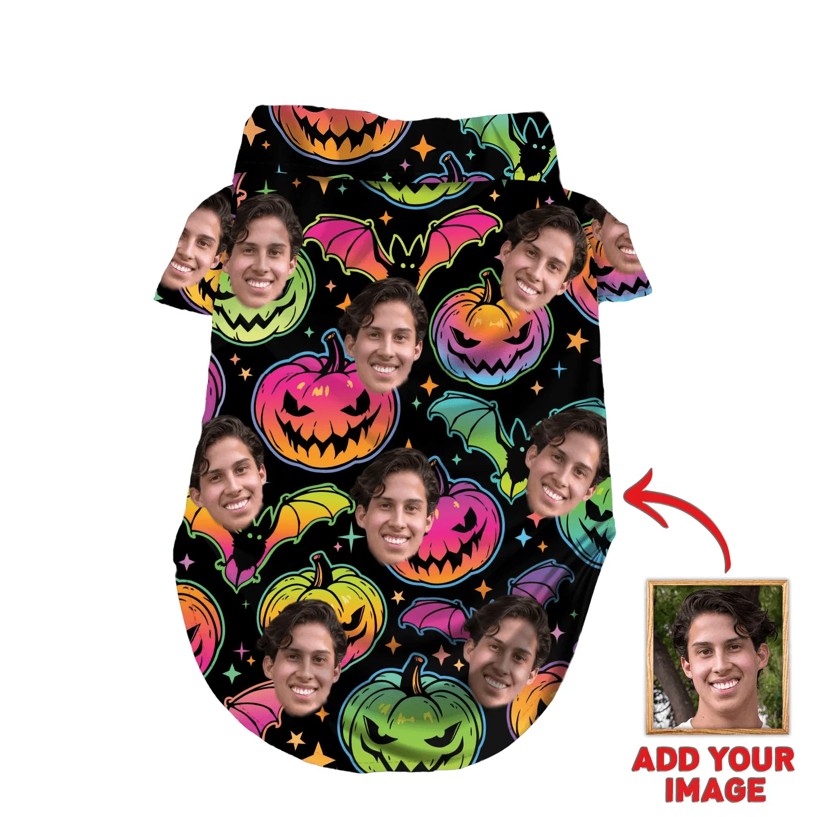 Custom Pet Dog Hawaiian shirt- Custom Photo Pet Pumpkin & Bat Pattern Personalized Hawaiian Shirt For Pet-Perfect Gift For Pet, Dog lovers, Cat Lovers - Image 3