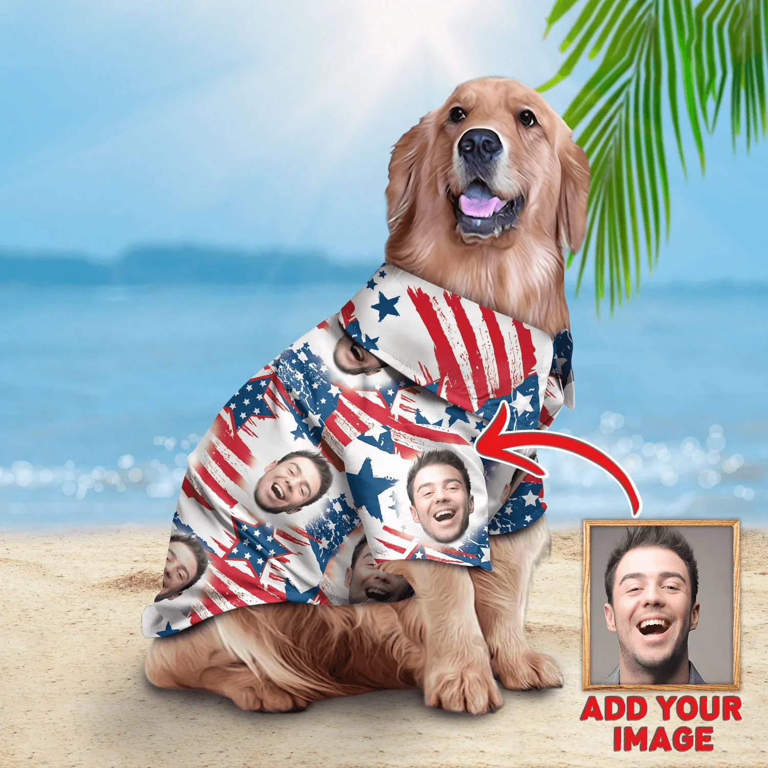 Custom Pet Dog Hawaiian shirt - Custom Photo Pet Red & Blue Pattern Personalized Hawaiian Shirt For Pet - Perfect Gift For Pet, Dog lovers, Cat Lovers - Image 4