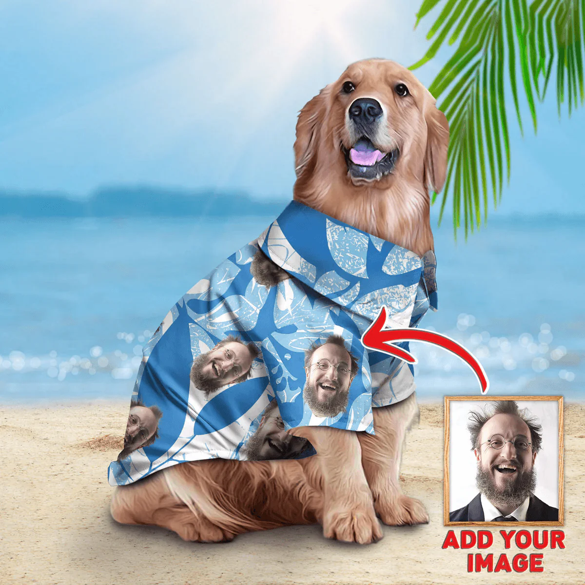 Custom Pet Dog Hawaiian shirt - Custom Photo Pet Tropical Leaves Blue Pattern Personalized Hawaiian Shirt For Pet - Perfect Gift For Pet Lovers - Image 4