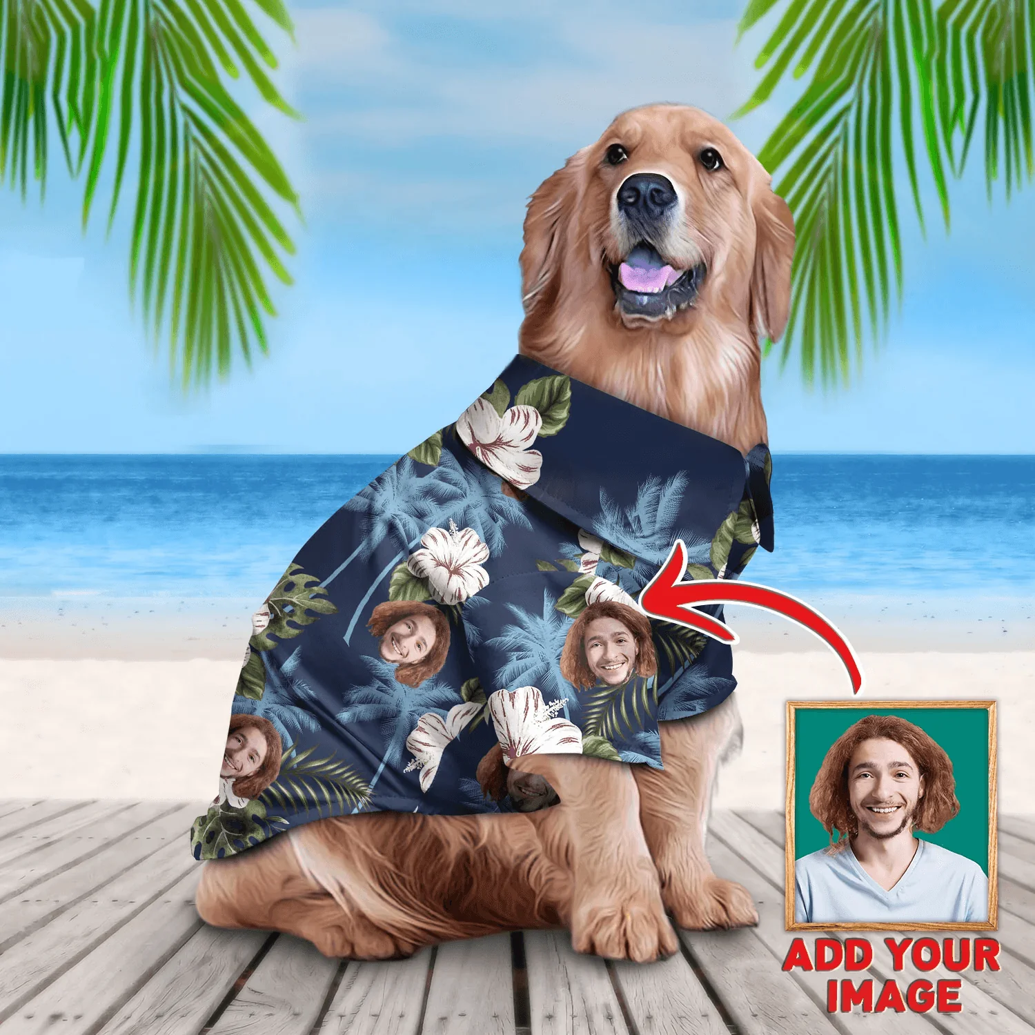 Custom Pet Dog Hawaiian shirt - Custom Photo Pet White And Blue Floral Pattern Personalized Hawaiian Shirt For Pet - Perfect Gift For Pet Lovers - Image 4