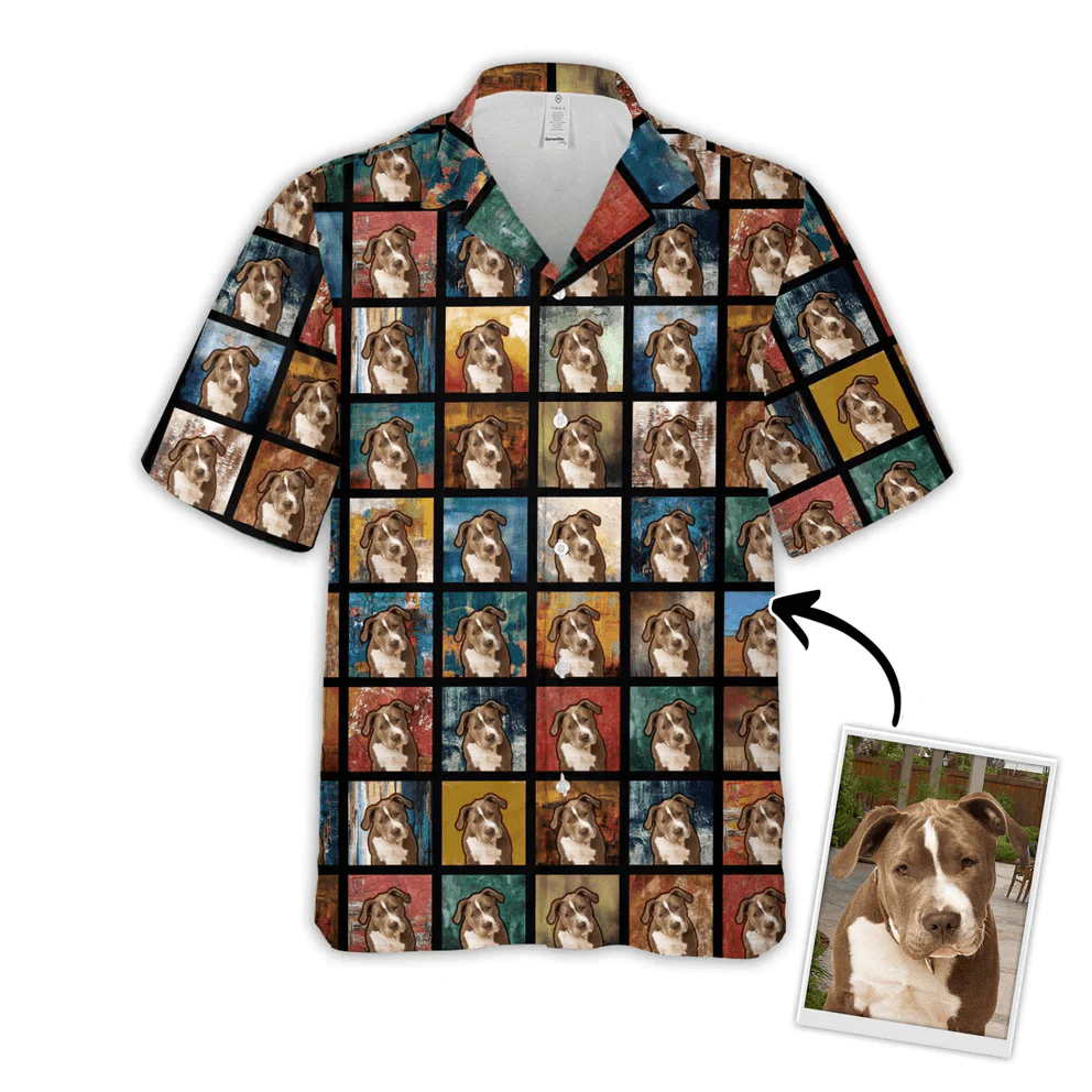 Custom Pet Dog Hawaiian Shirt - Custom Photo Square Portrait Personalized Hawaiian Shirt - Perfect Gift For Animal Lovers, Friend, Family - Image 3
