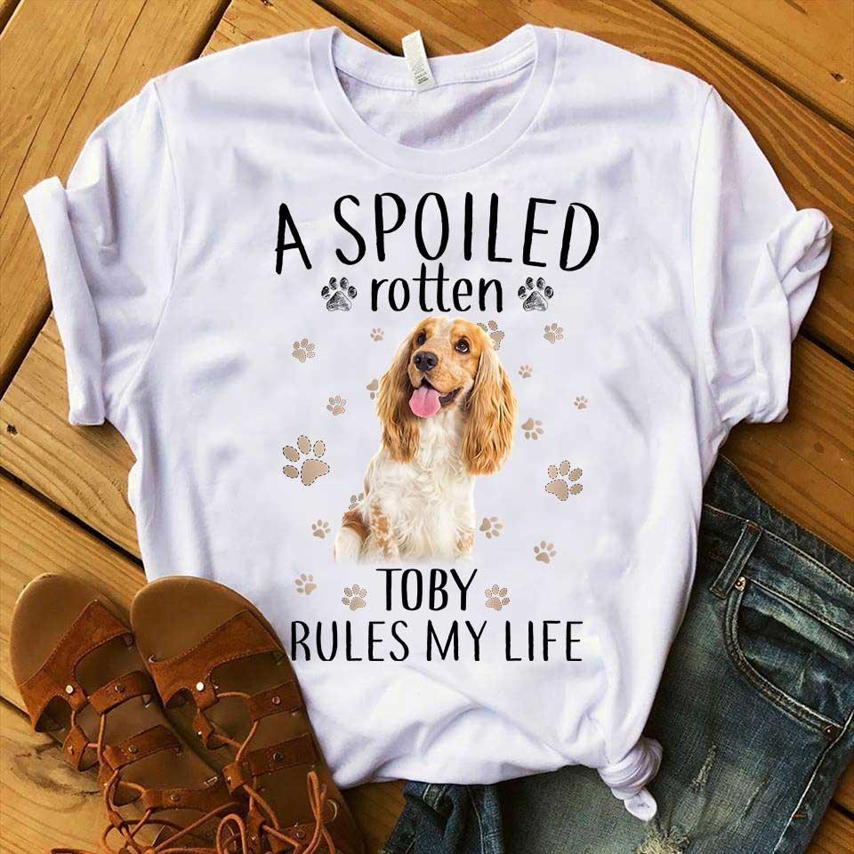 Custom Pet Dog Unisex T Shirt - Customize Name & Photo A Spoiled Rotten Rules My Life Personalized Unisex T Shirt - Gift For Dog Lovers, Friend, Family - Image 4